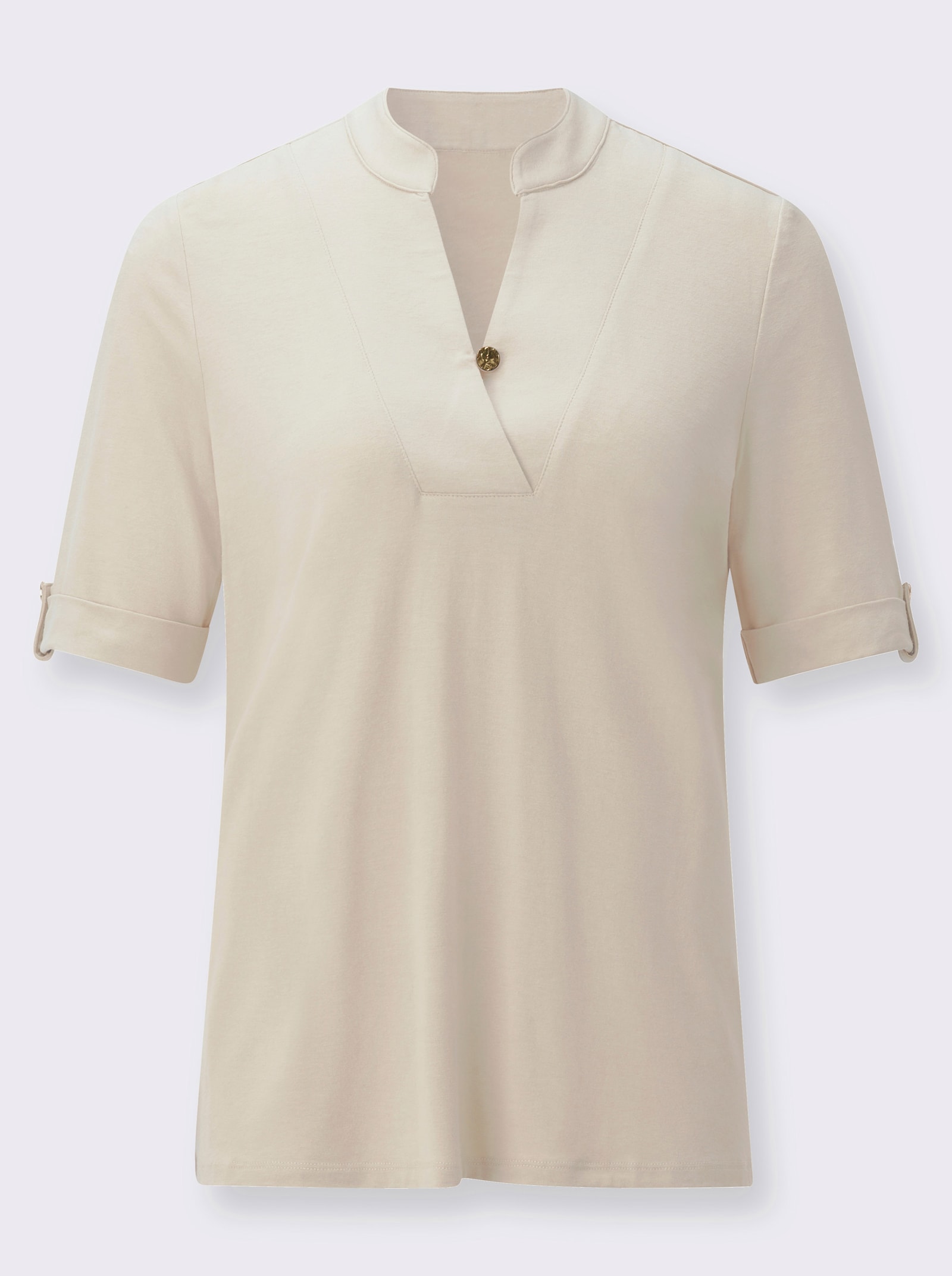 Shirt mit Schlingenknopf-Verschluss - sand