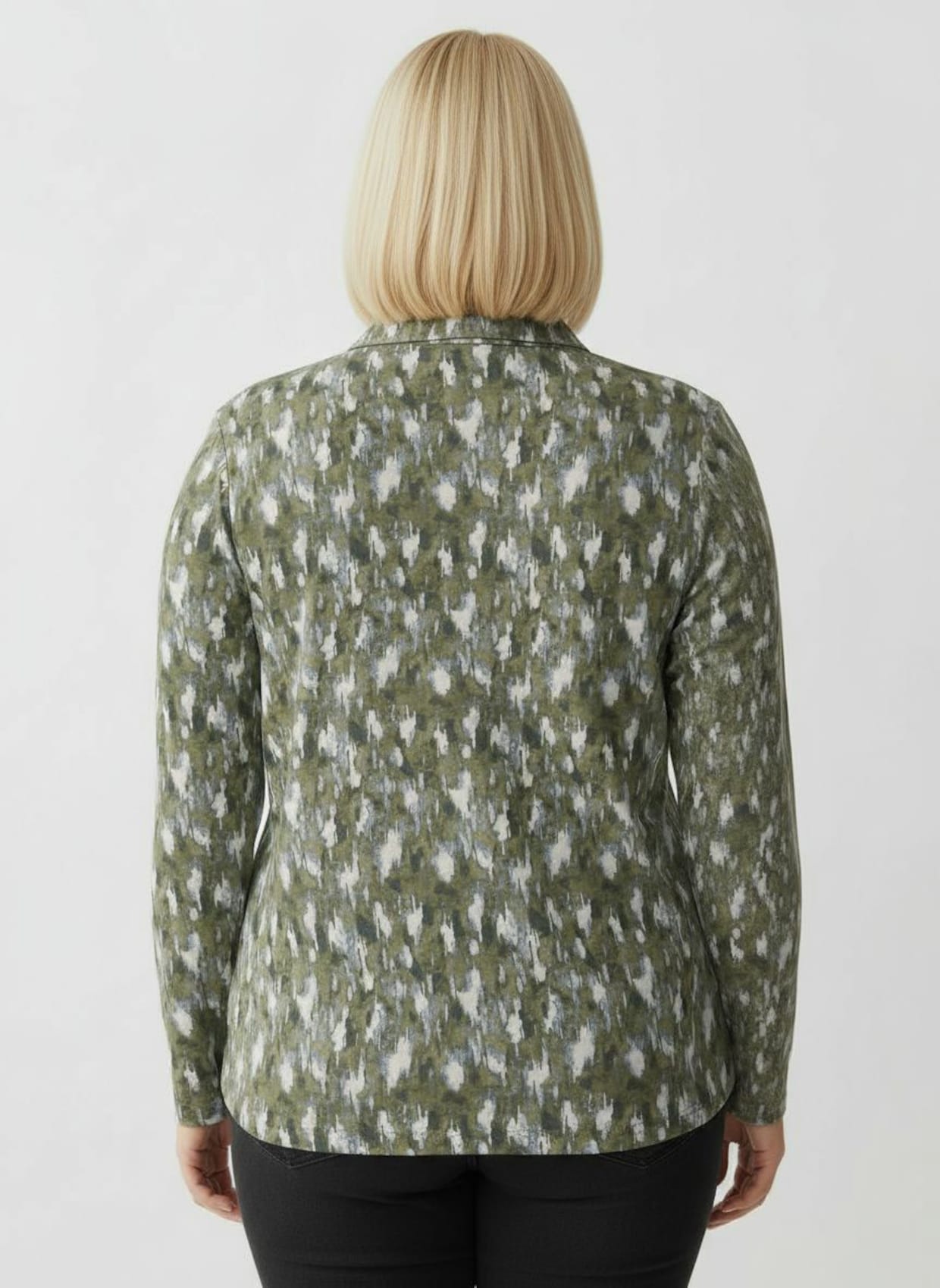 Poloshirt mit kurzer Knopfleiste - schilf-graphit-bedruckt