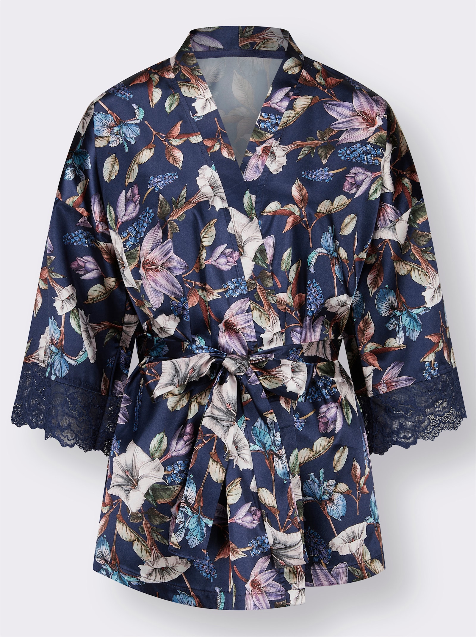 wäschepur Morgenmantel - marine-hellrosé-bedruckt