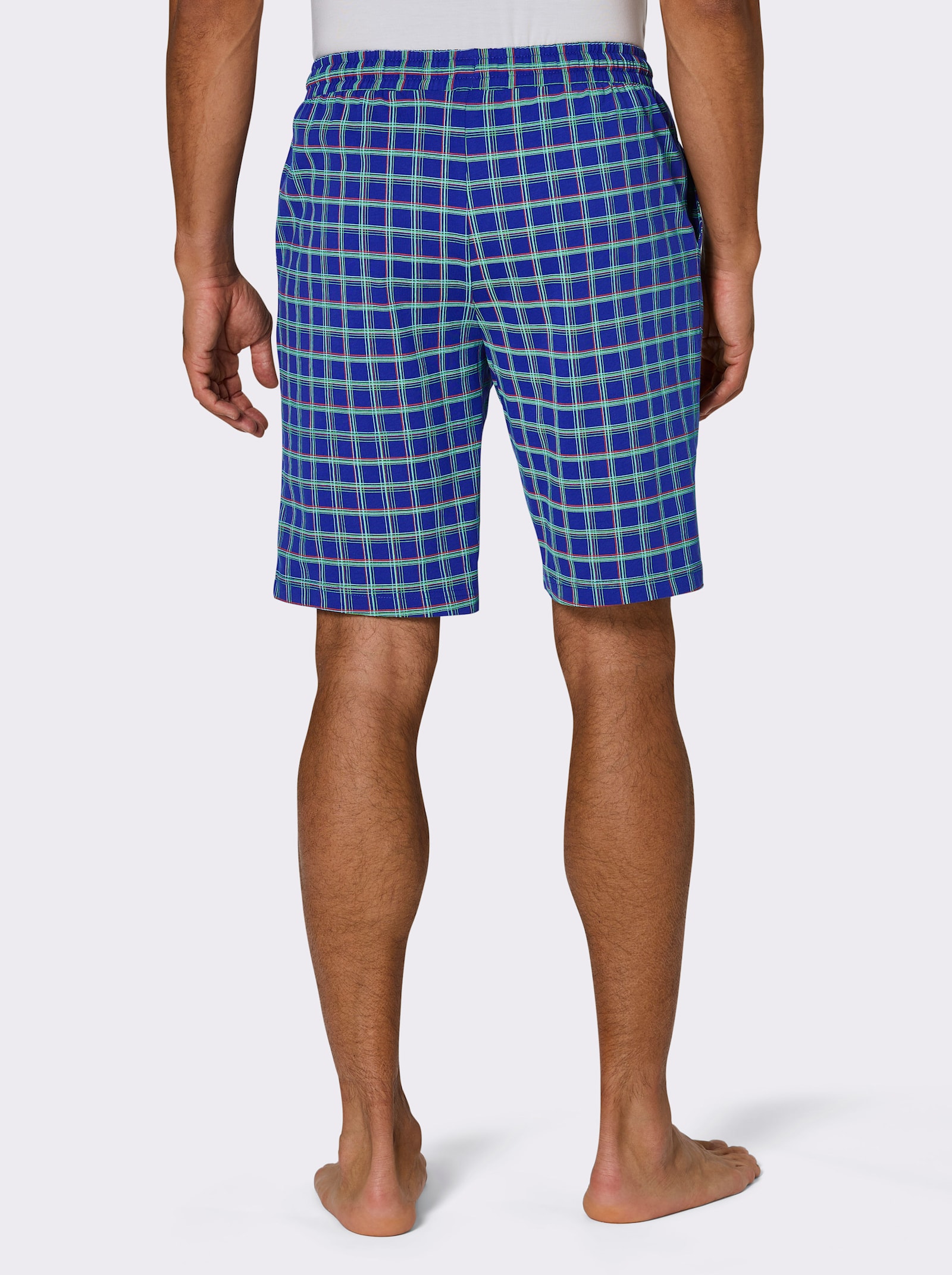 wäschepur men Hose kurz - royalblau-kirsche-kariert