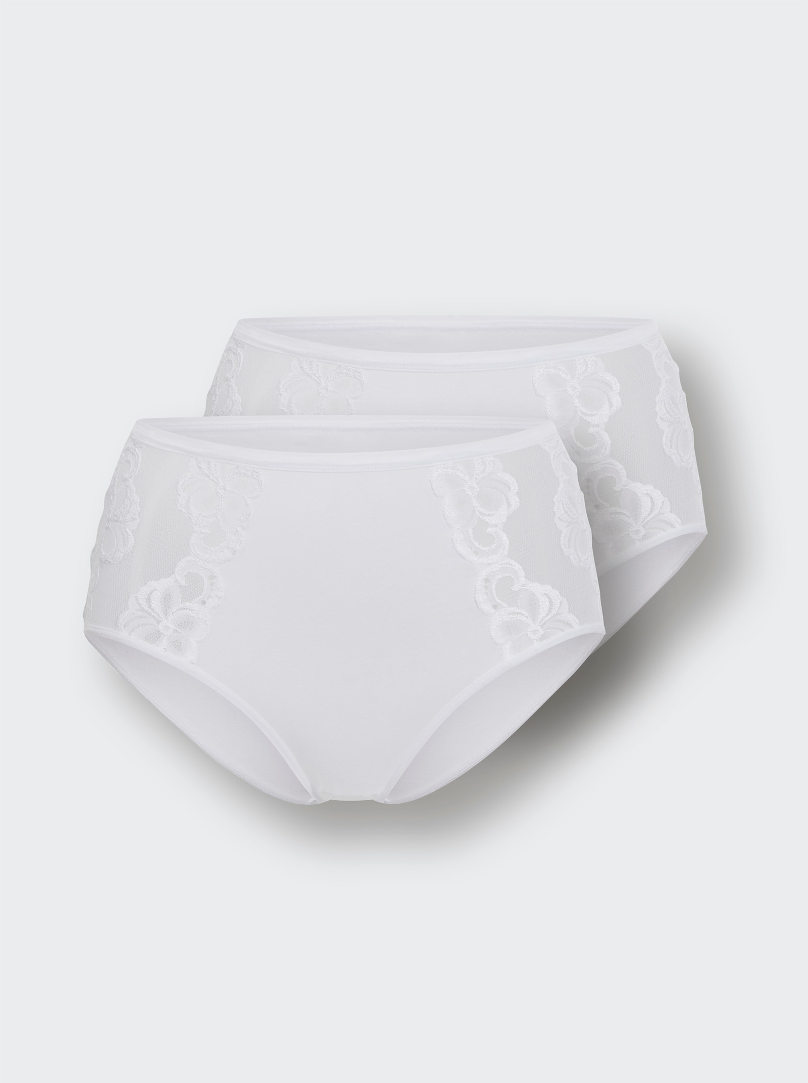 Hüftslip mit transparentem Spitzeneinsatz - weiß