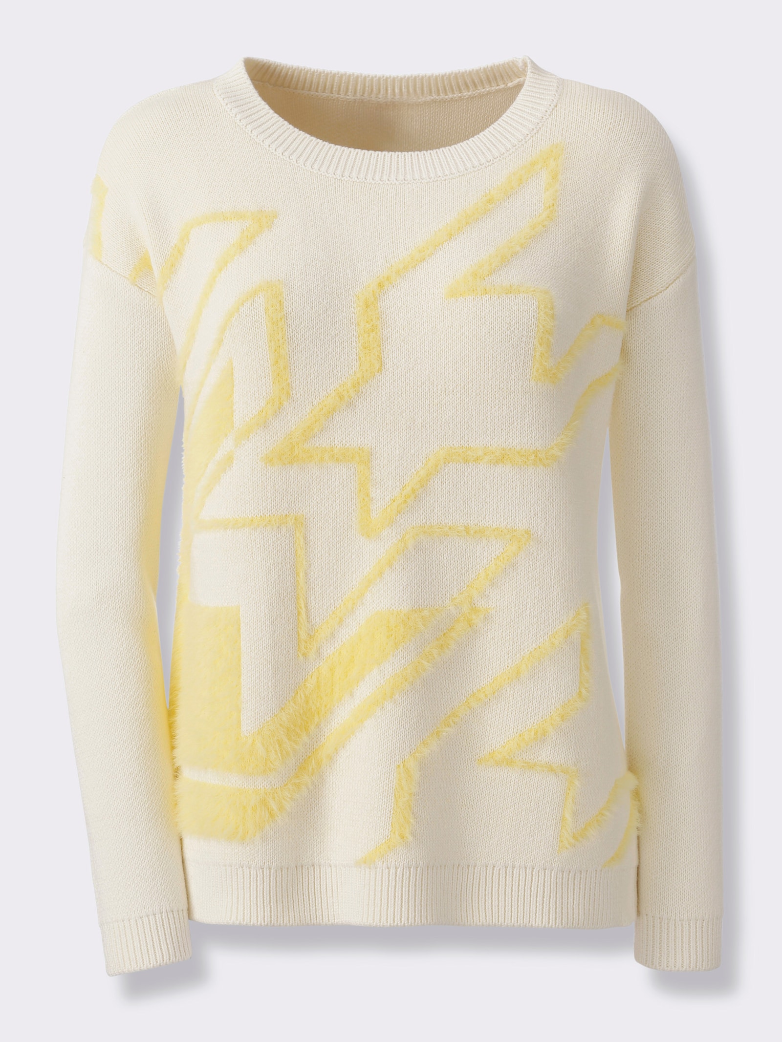 heine Langarm-Pullover Mit Flauschgarn - zitrone-champagner-gemustert
