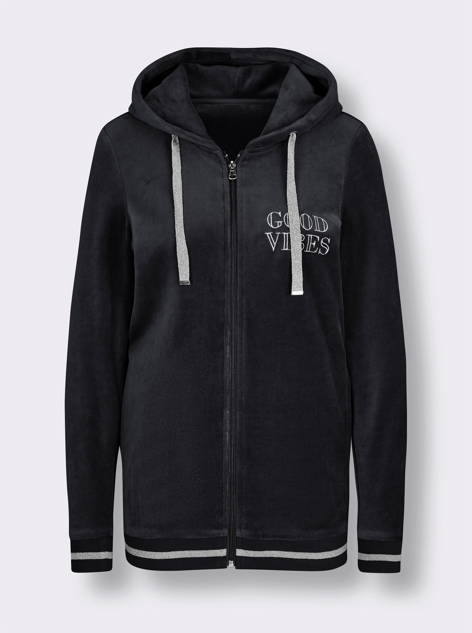 feel good Nickijacke mit Glitzer-Details - schwarz