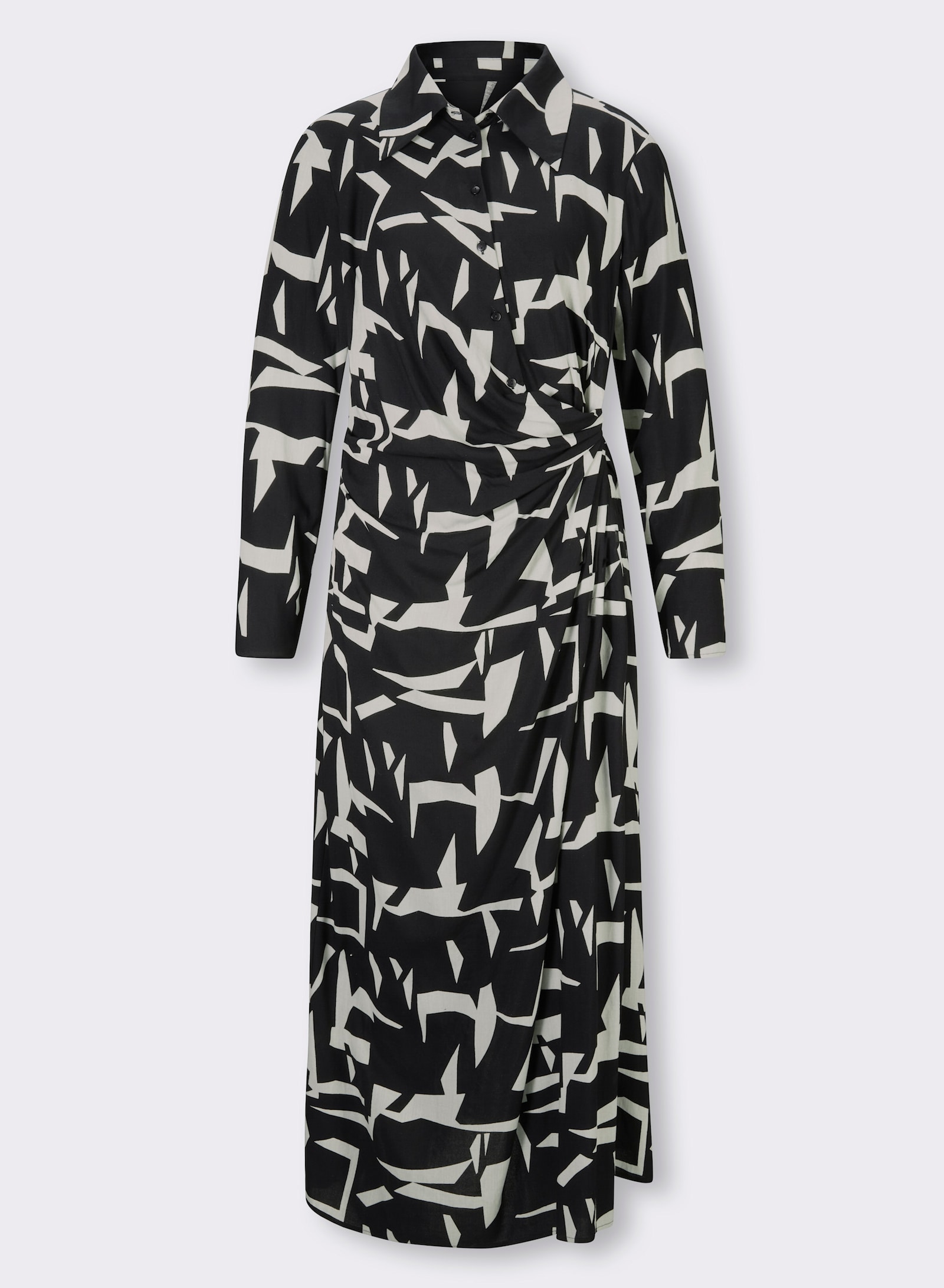 heine Robe longue en pure viscose - noir-couleur ivoire à motifs