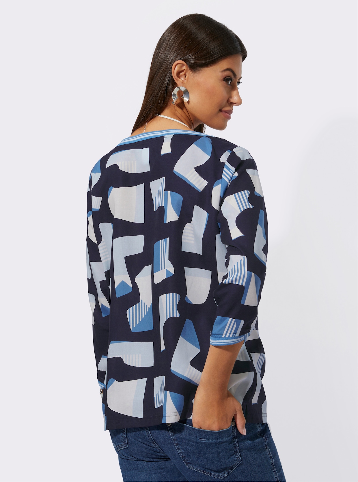 Blouse met print - lichtblauw/middenblauw gedessineerd