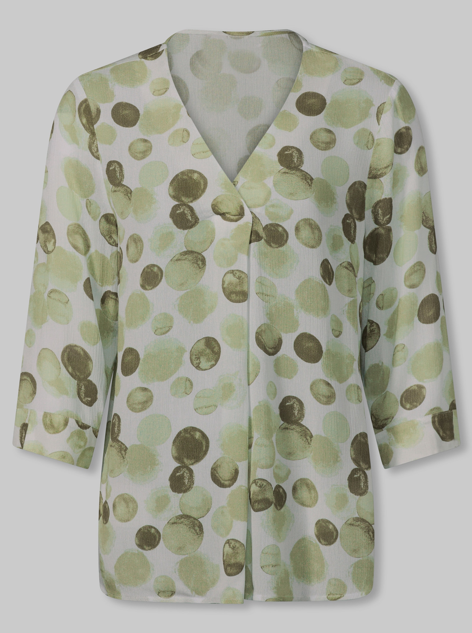 heine Druckbluse mit Tupfenmuster - ecru-khaki-bedruckt