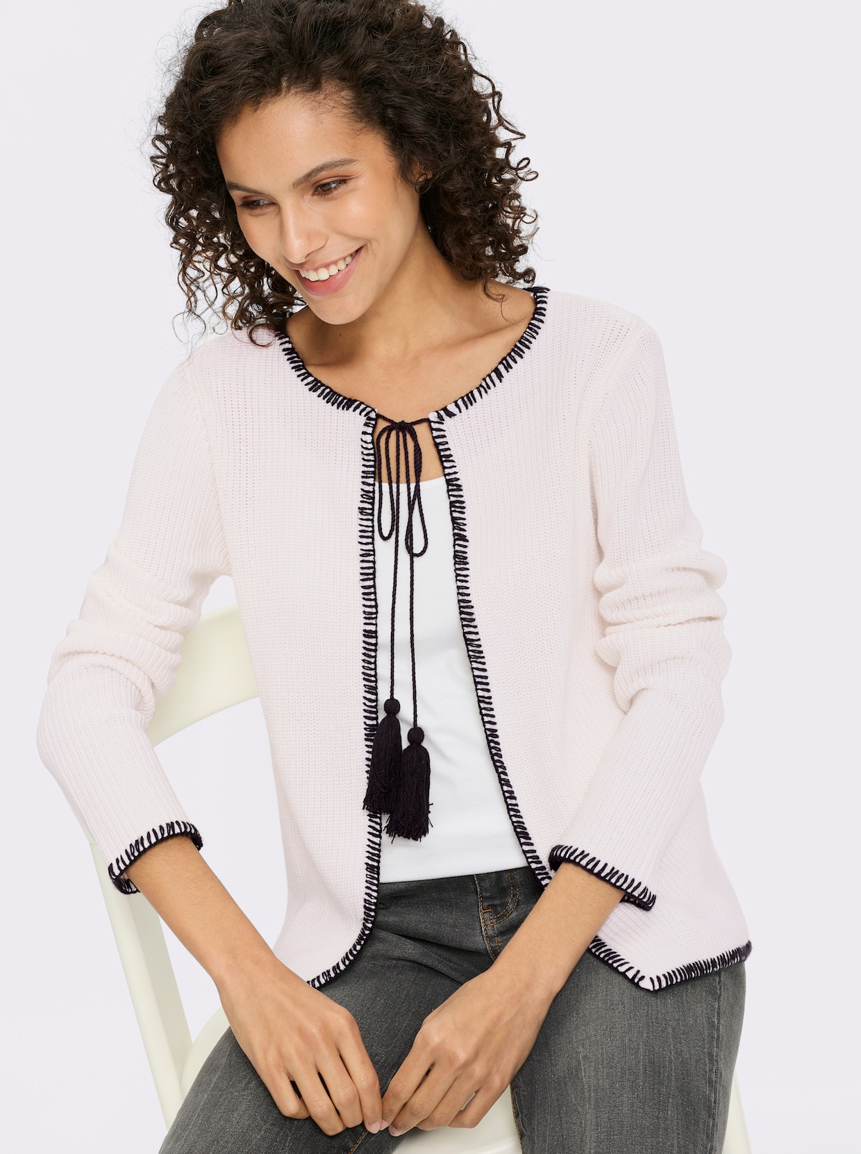 heine Strickjacke - weiß-schwarz