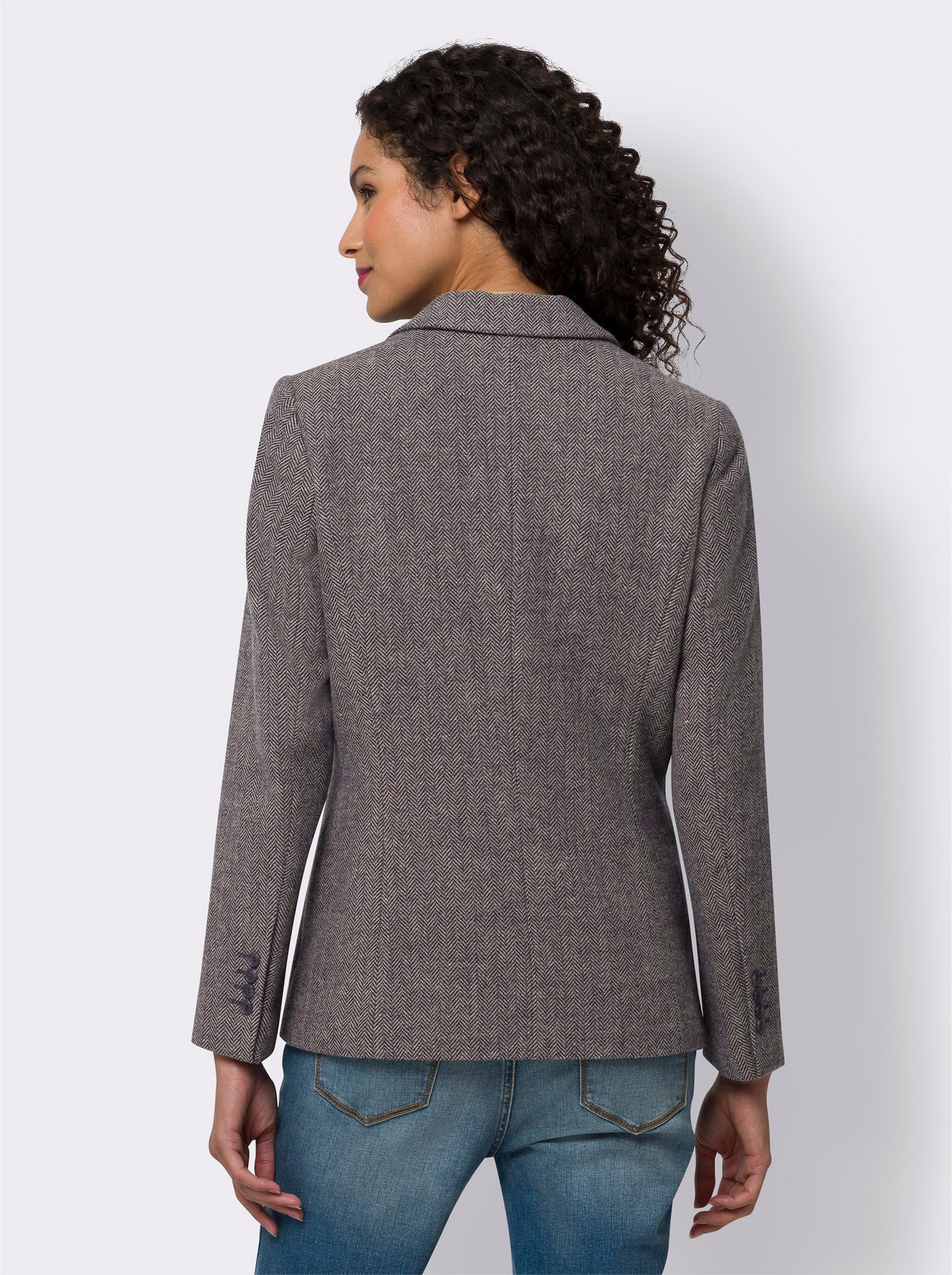 heine Blazer mit Fischgrat-Muster - marine-sesam-gemustert