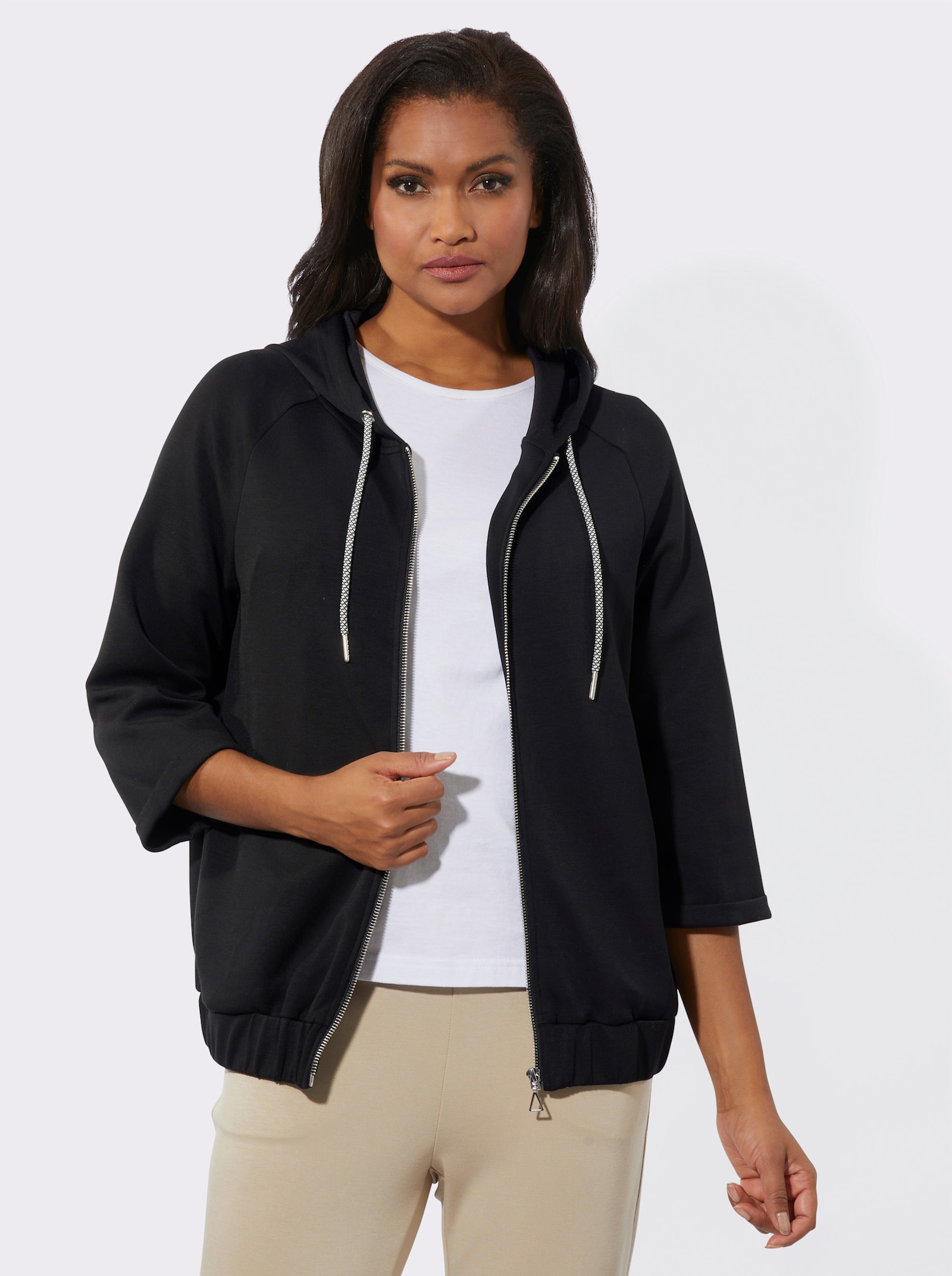 Shirtjacke mit Kapuze - schwarz