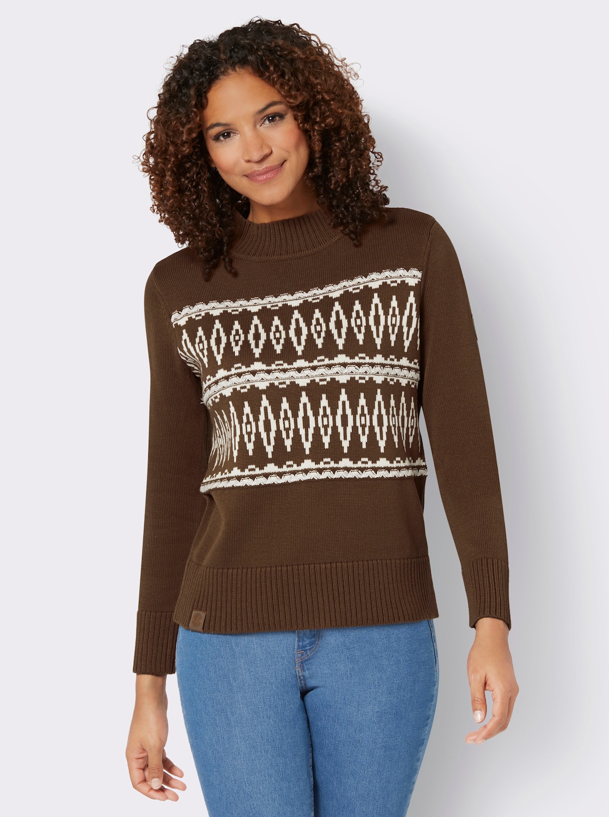 Pullover - braun-ecru