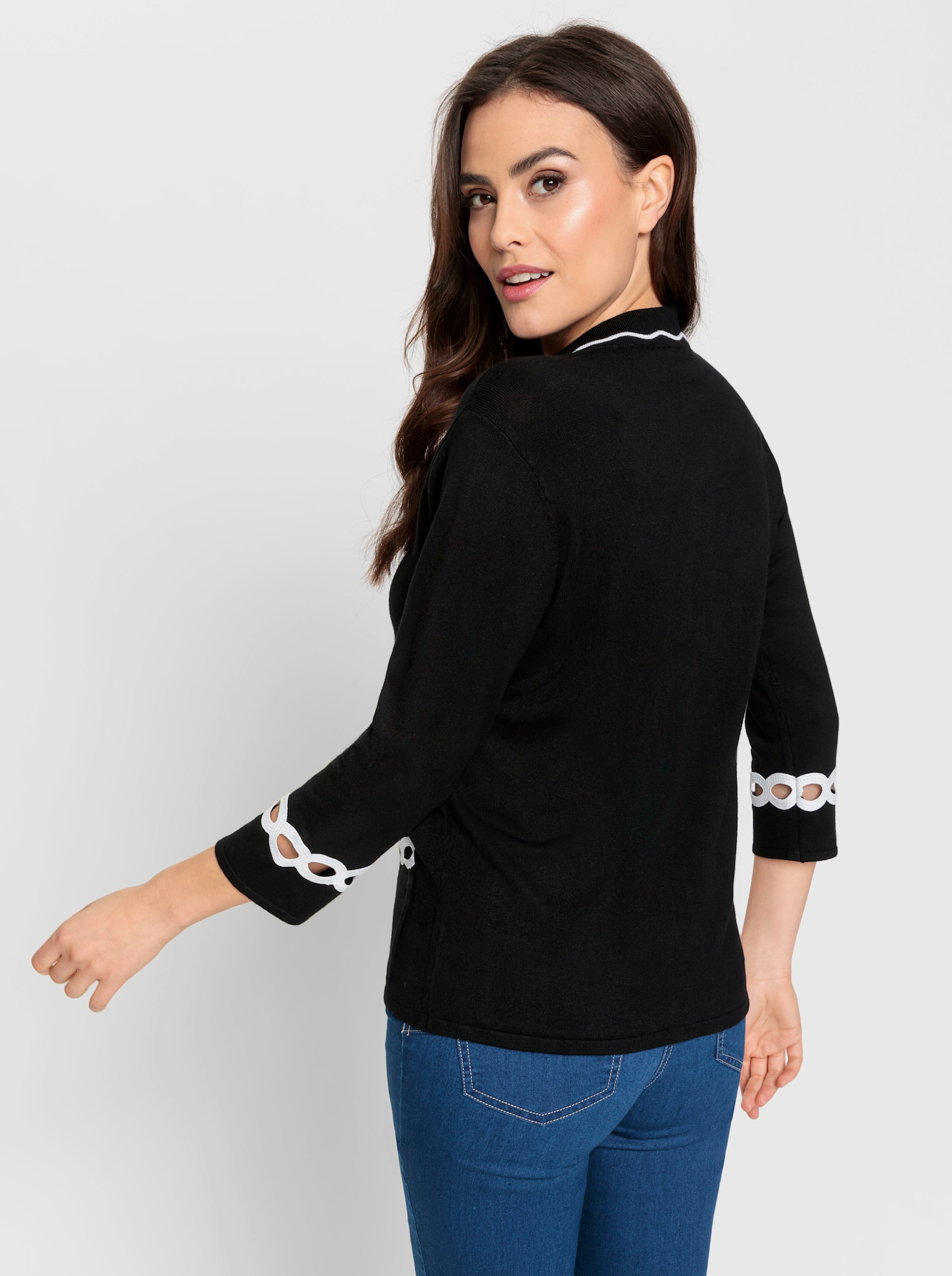 heine Feinstrickjacke mit Cut-Outs - schwarz