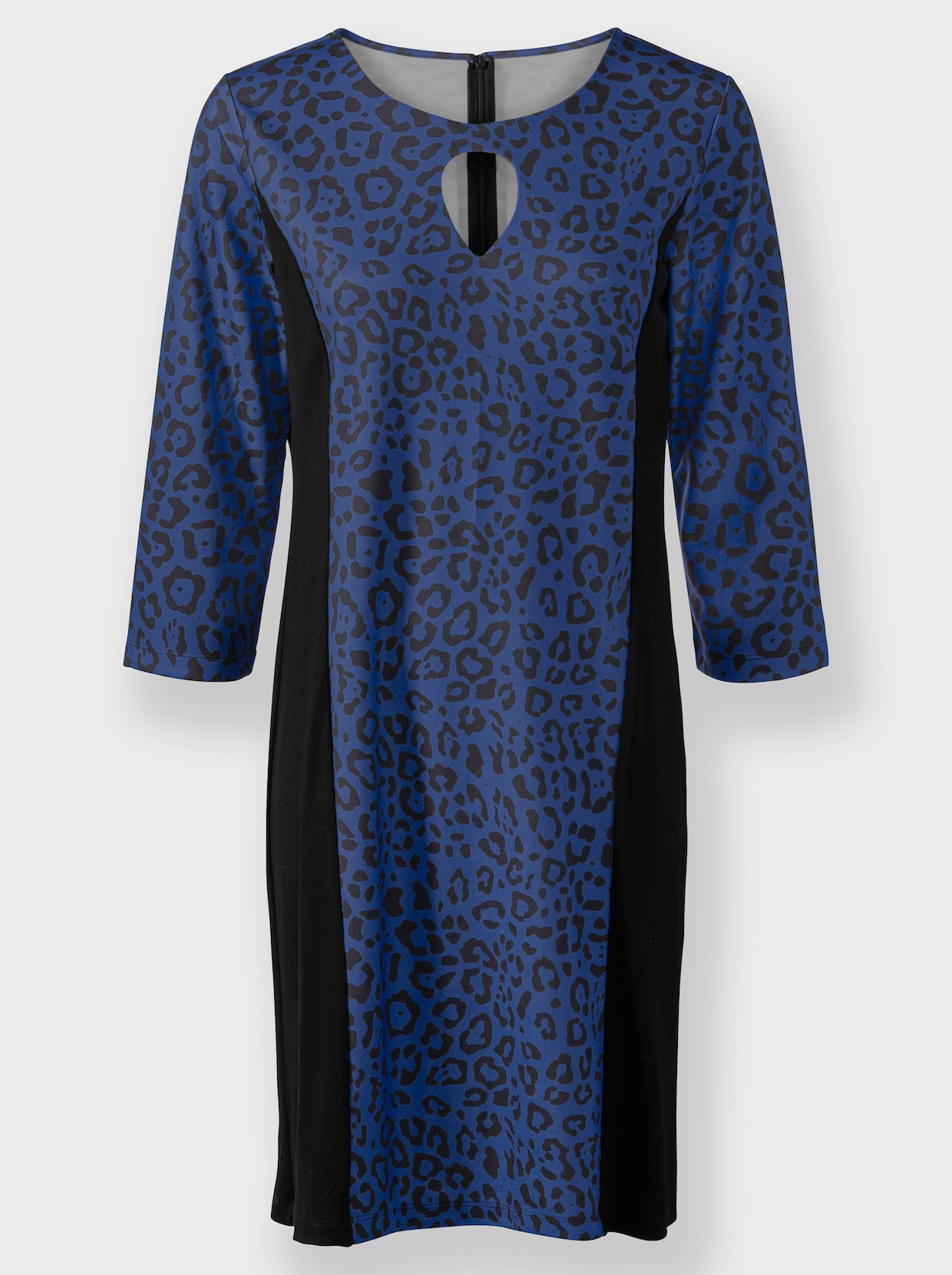 heine Jersey-Kleid - royalblau-schwarz-bedruckt