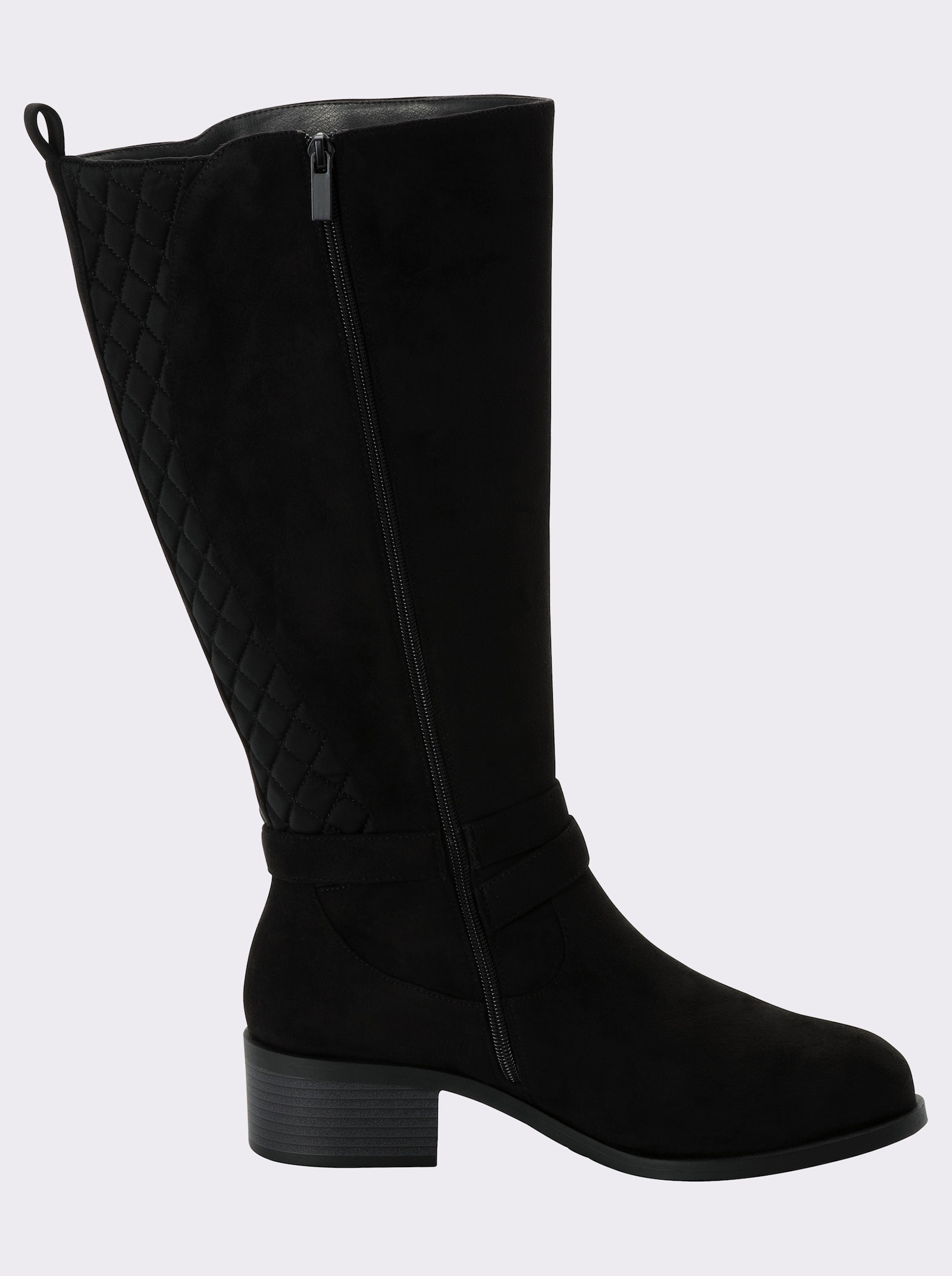 sheego Weitschaftstiefel im Materialmix - schwarz