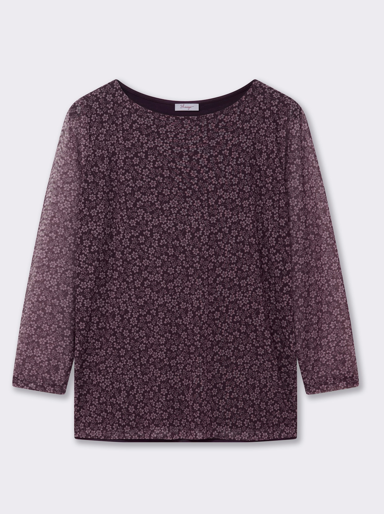 sheego Langarmshirt - aubergine-mauve-bedruckt