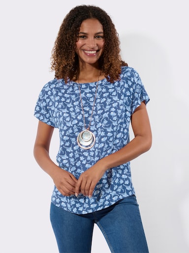 Blusenshirt - jeansblau-weiß-bedruckt
