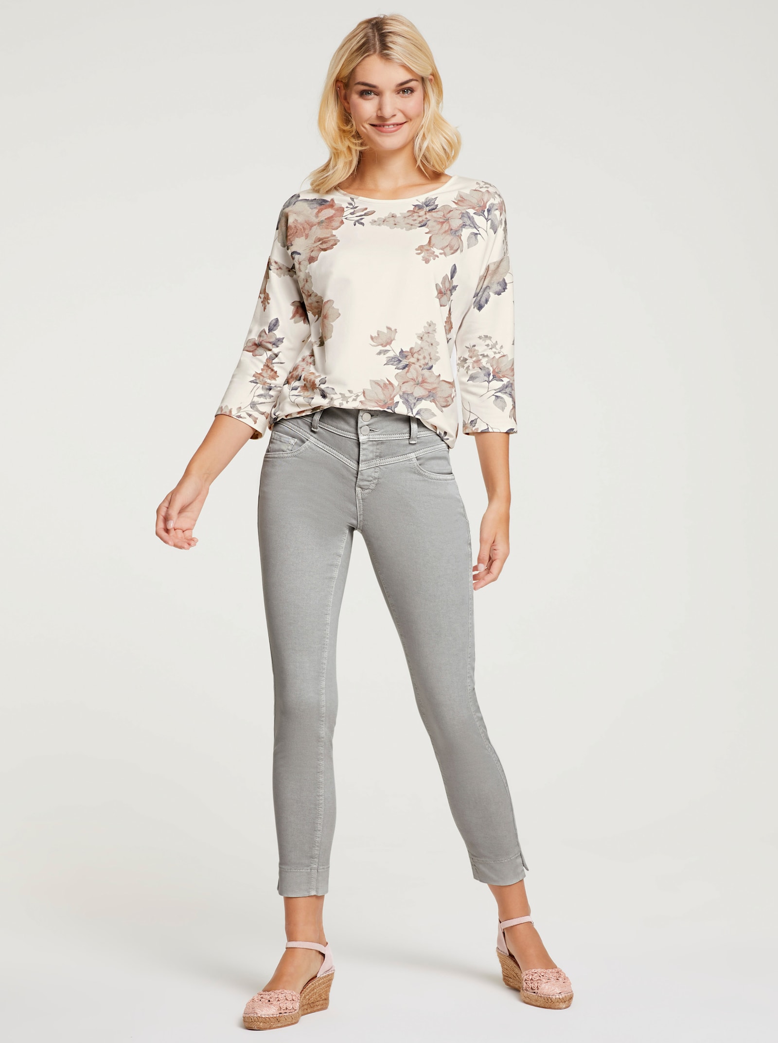 heine 3/4-Arm-Shirt mit floralem Druck - softrose