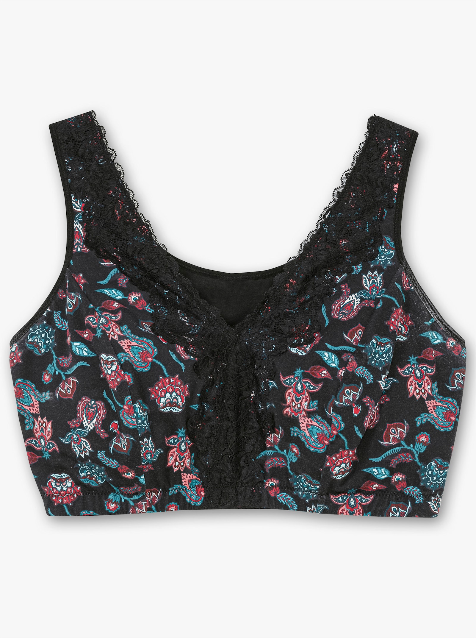 sheego Beugelloze beha in bustiermodel, met kanten rand - diepgroen bedrukt