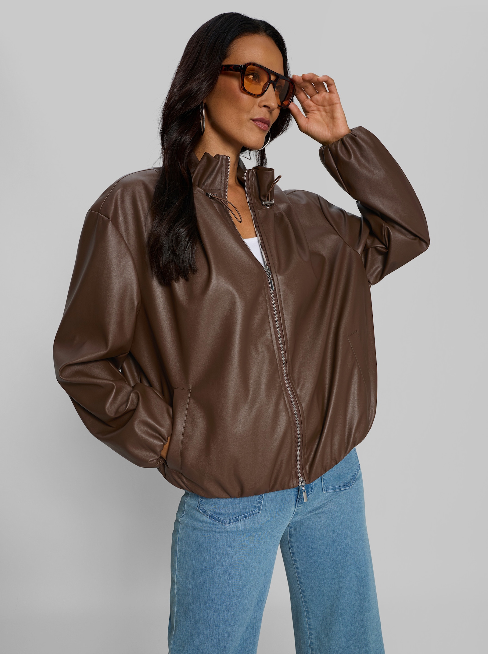 heine Lederimitat-Blazer - schoko