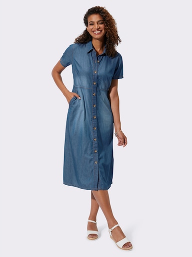 Jeanskleid mit seitlichen Taschen - blue-bleached