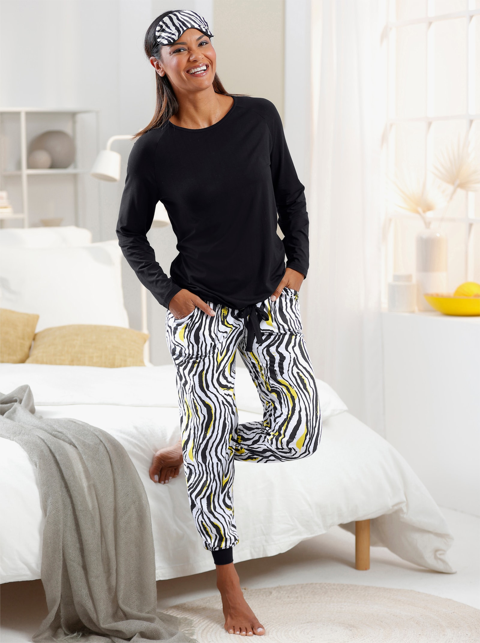 wäschepur Pyjama - noir-citron vert imprimé