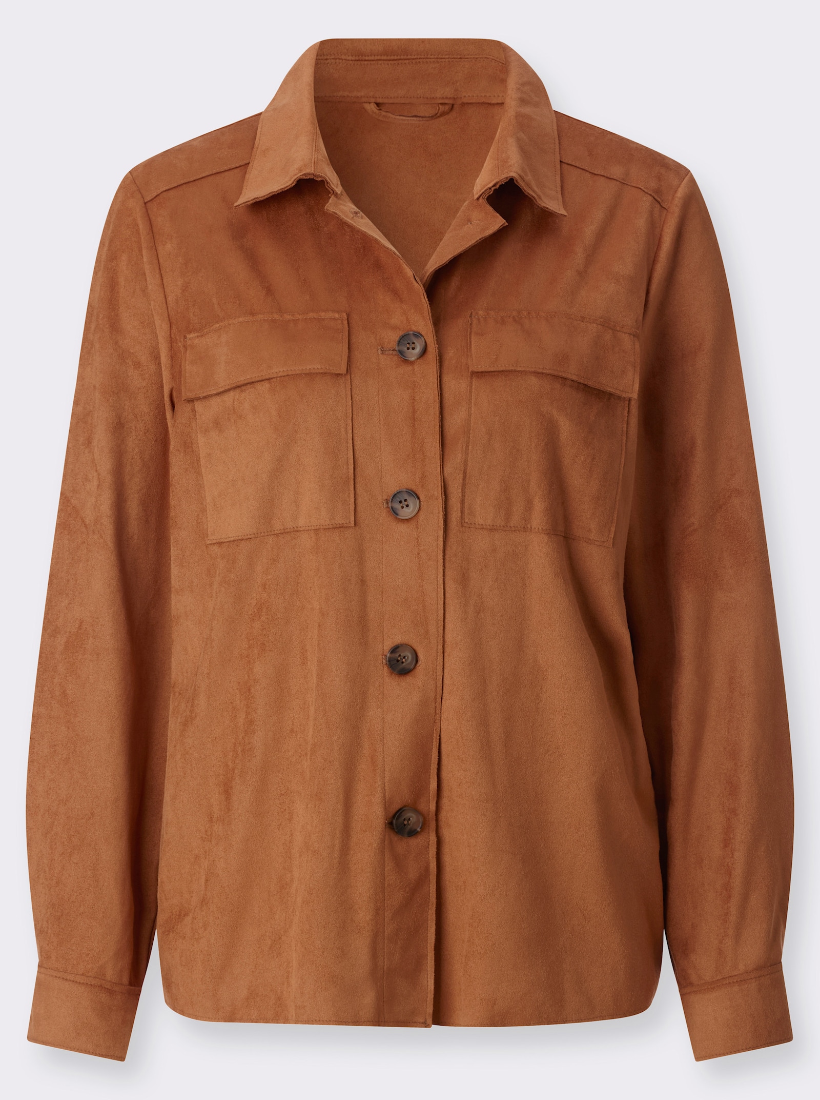 Lederimitat-Blazer mit Schultersattel - cognac