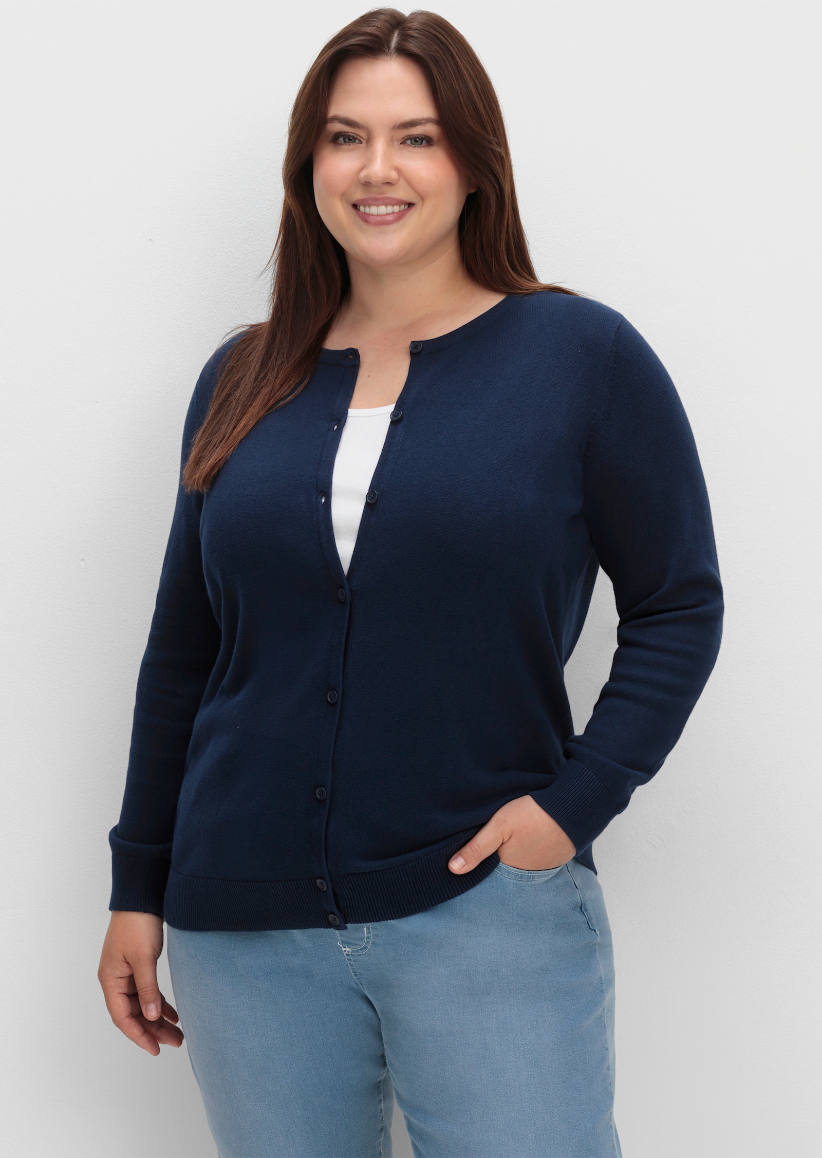 Strickjacke aus reiner Baumwolle - marine