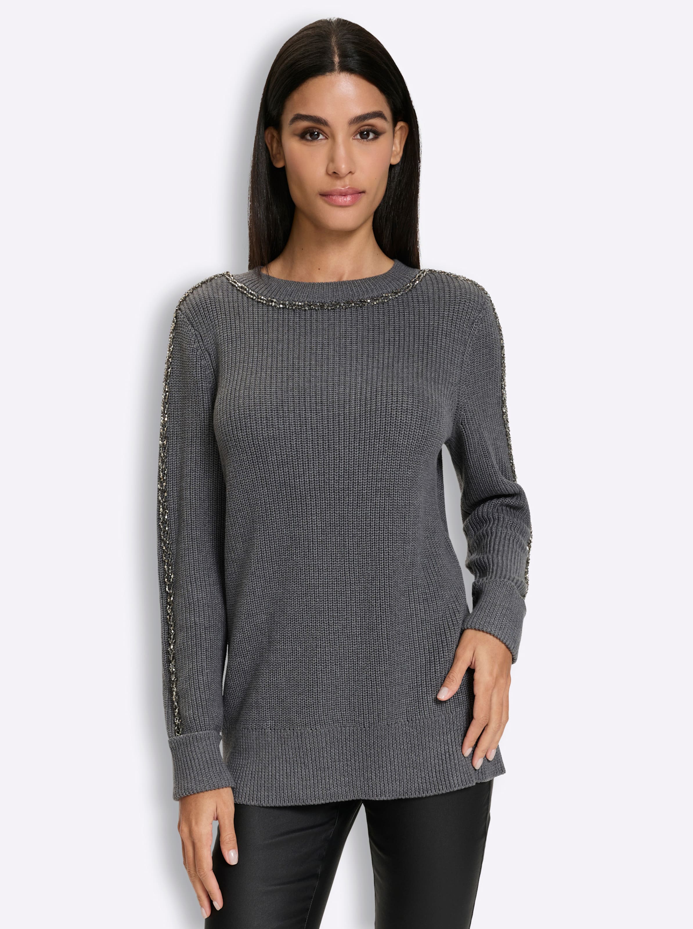 Heine Damen Anthrazit Meliert Strickpullover "Pullover" von Baur - Bild 3