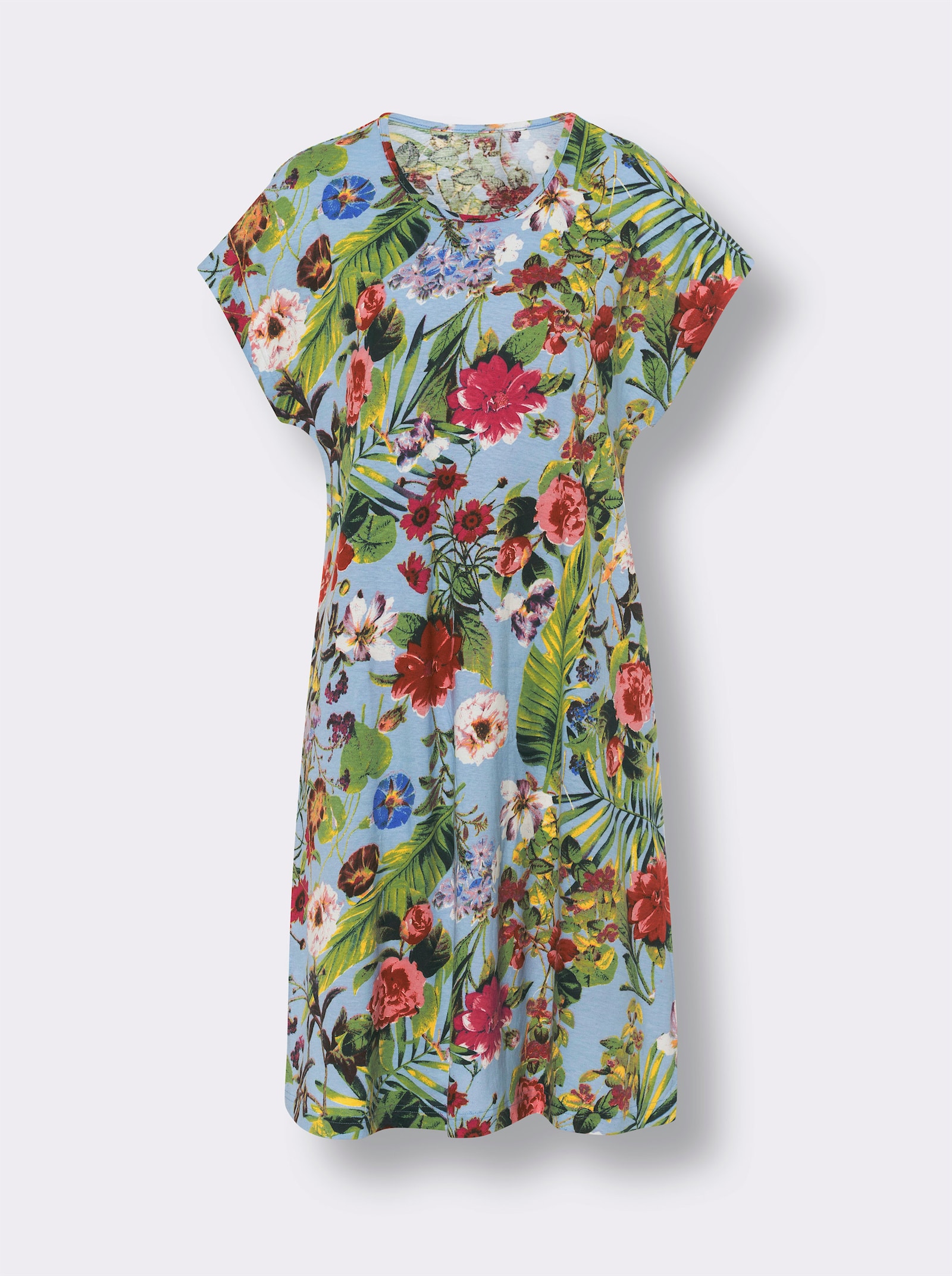 Sommerkleid mit Blütenmuster - hellblau-bedruckt