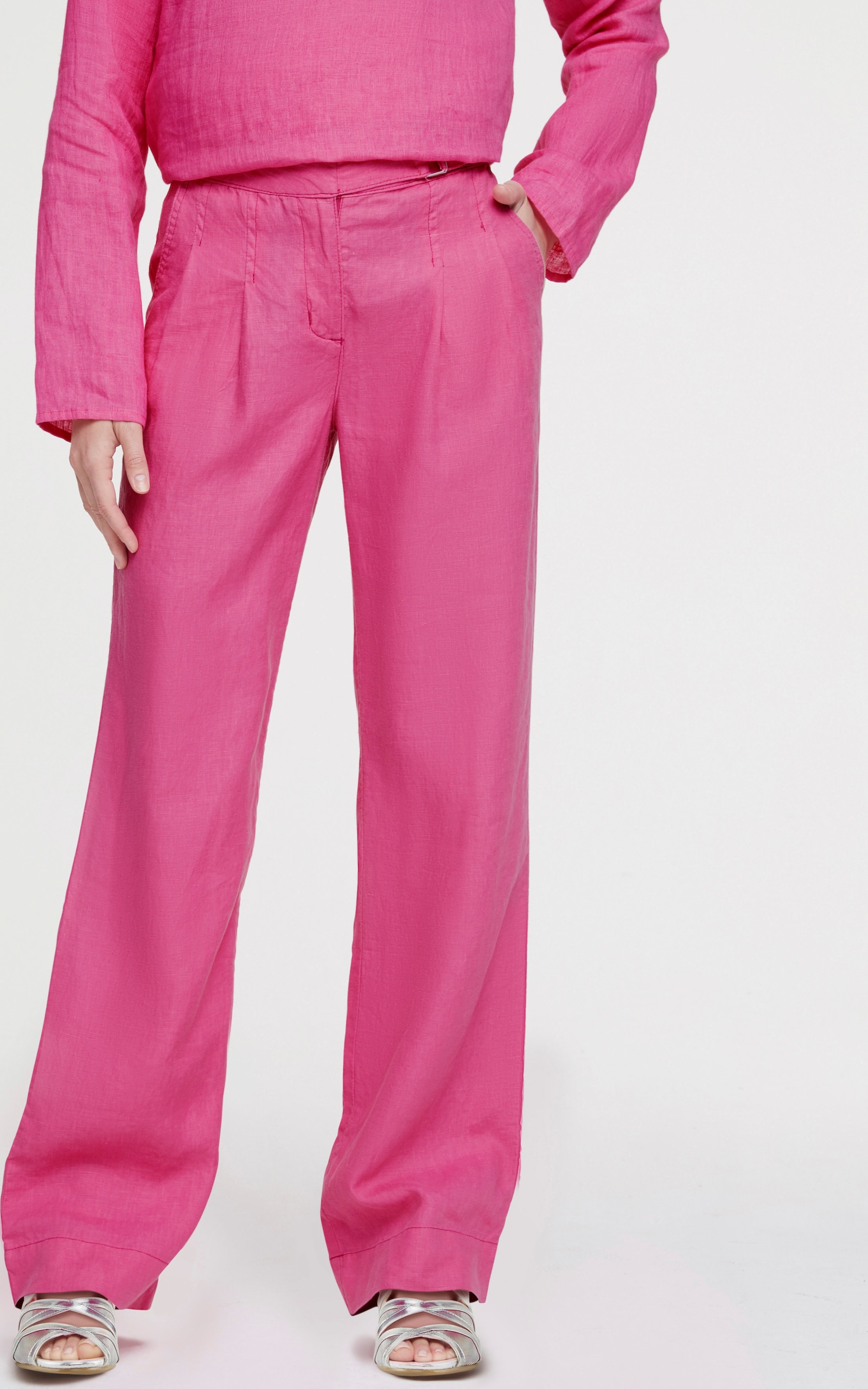 heine Leinenhose mit weit geschnittenen Beinen - himbeere