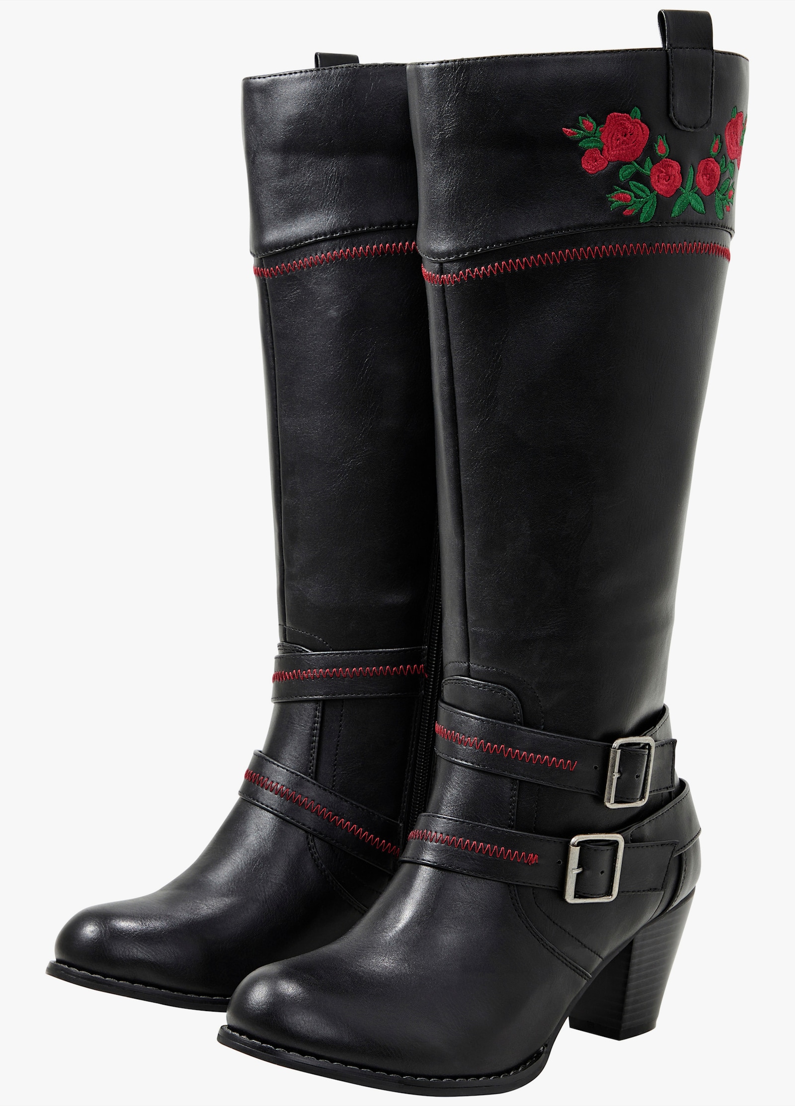 sheego by Joe Browns Cowboystiefel mit Blumenstickerei - schwarz