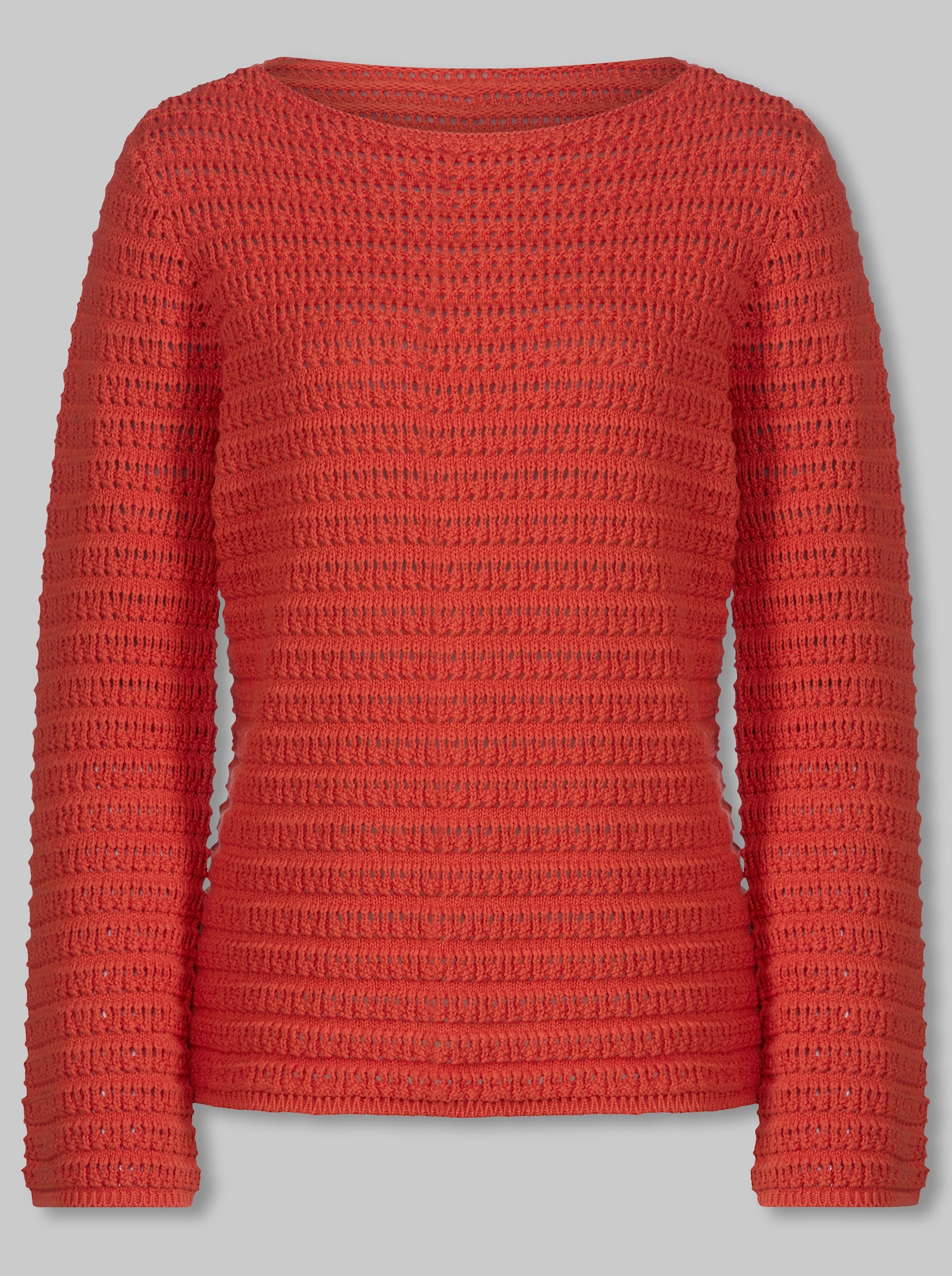 heine Langarm-Pullover mit Ajourmuster - terra