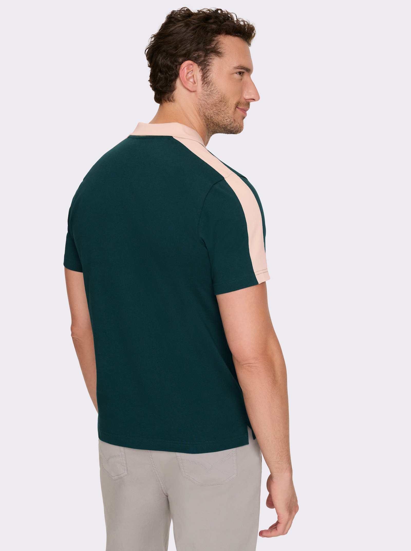 Catamaran Kurzarmshirt mit Fußball-Stickerei - petrol-sand