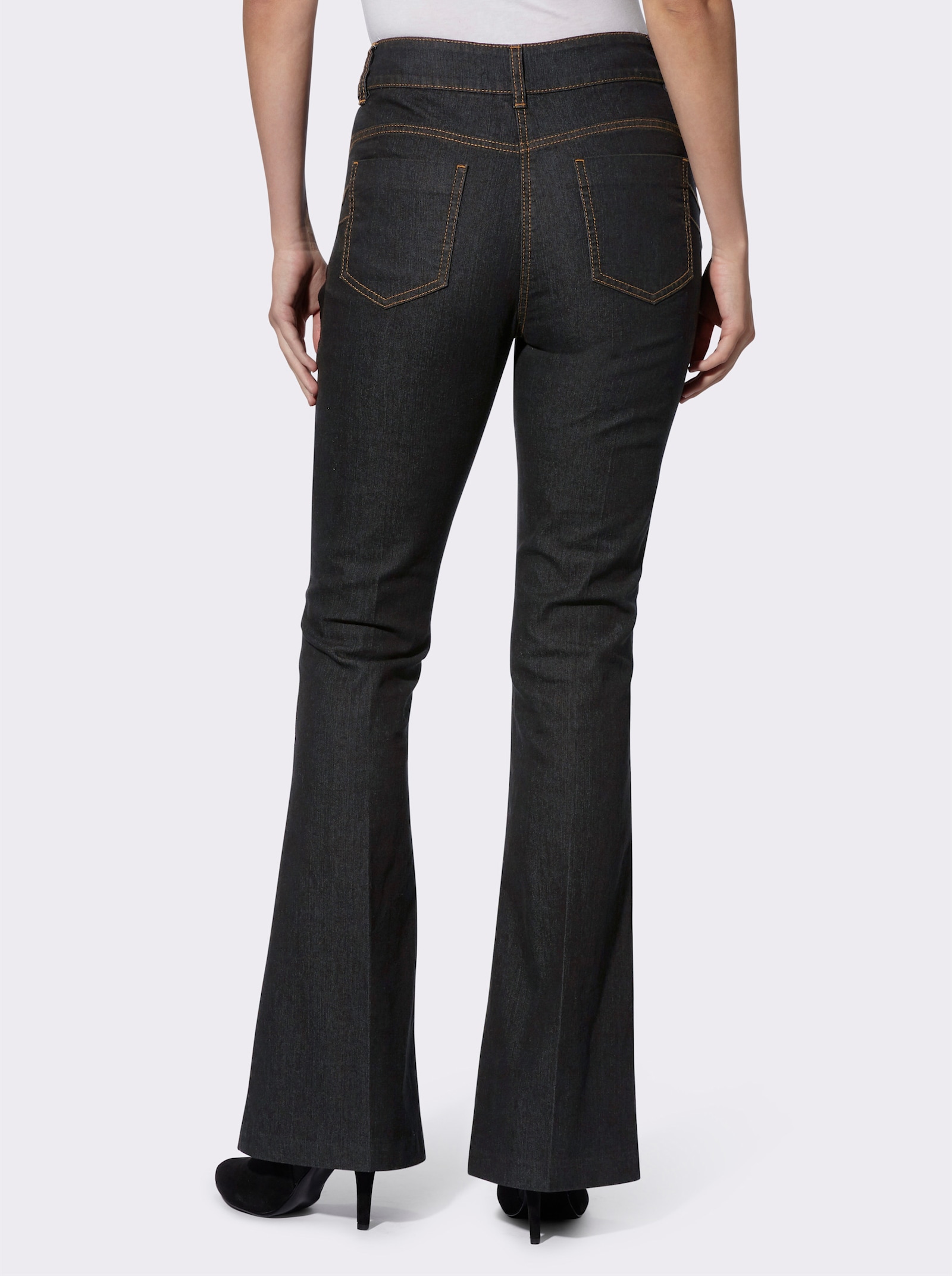 heine Bauchweg-Hose mit Bügelfalten - black denim