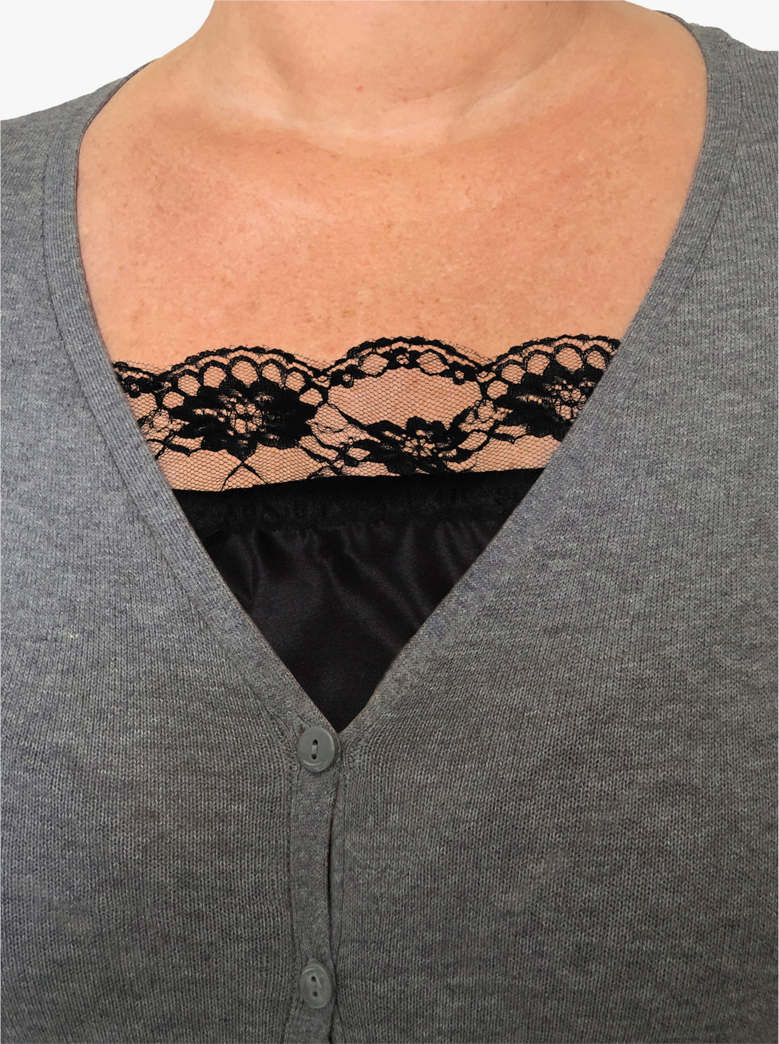 Krajková vsadka do výstřihu - bílá + černá