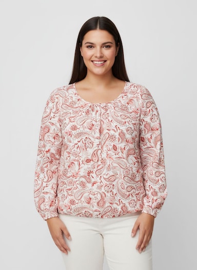 Schlupf-Bluse im Paisley-Dessin - ecru-rosenholz-bedruckt