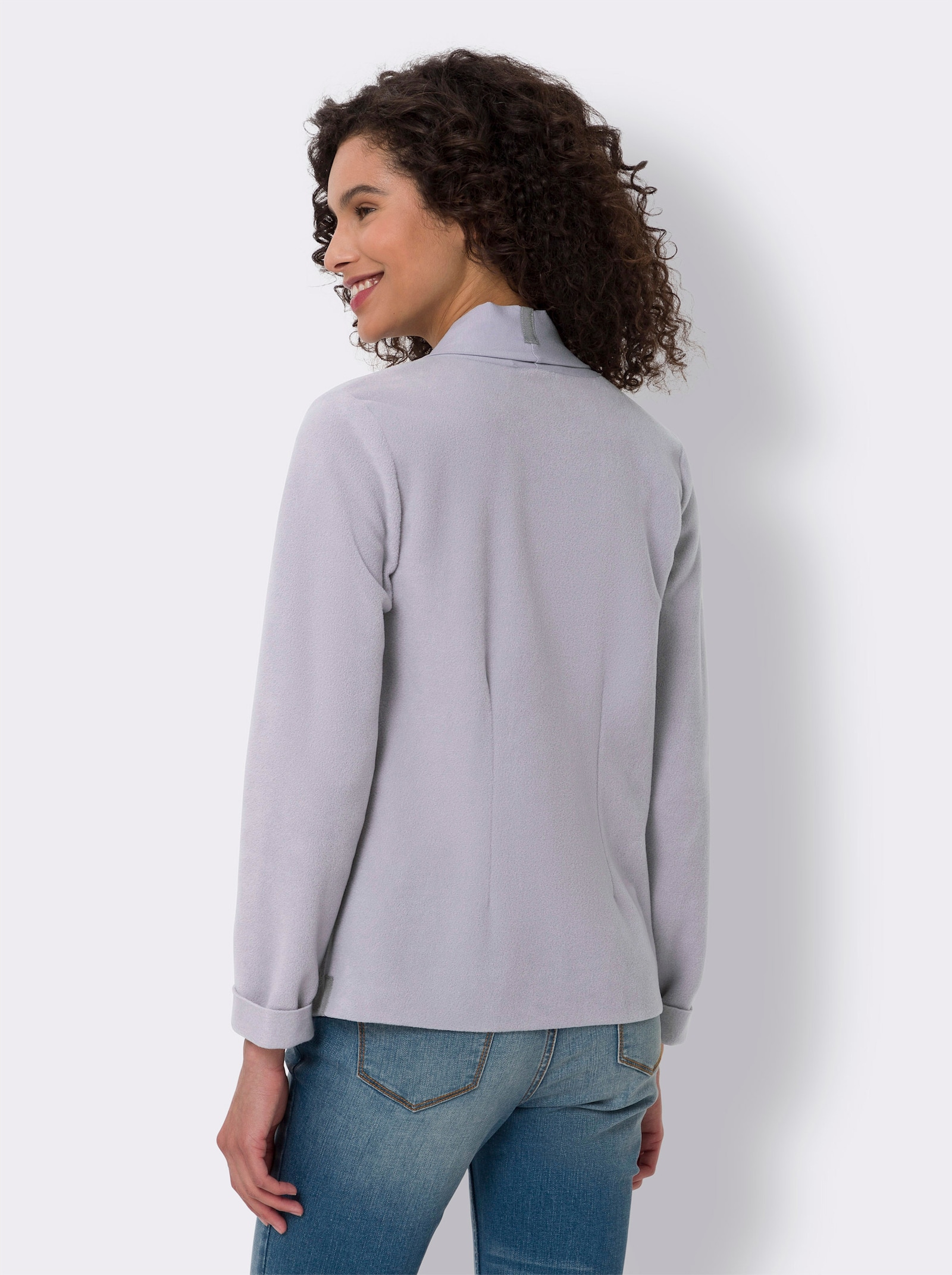 heine Fleecejacke mit Jersey-Schalkragen - hellgrau-meliert