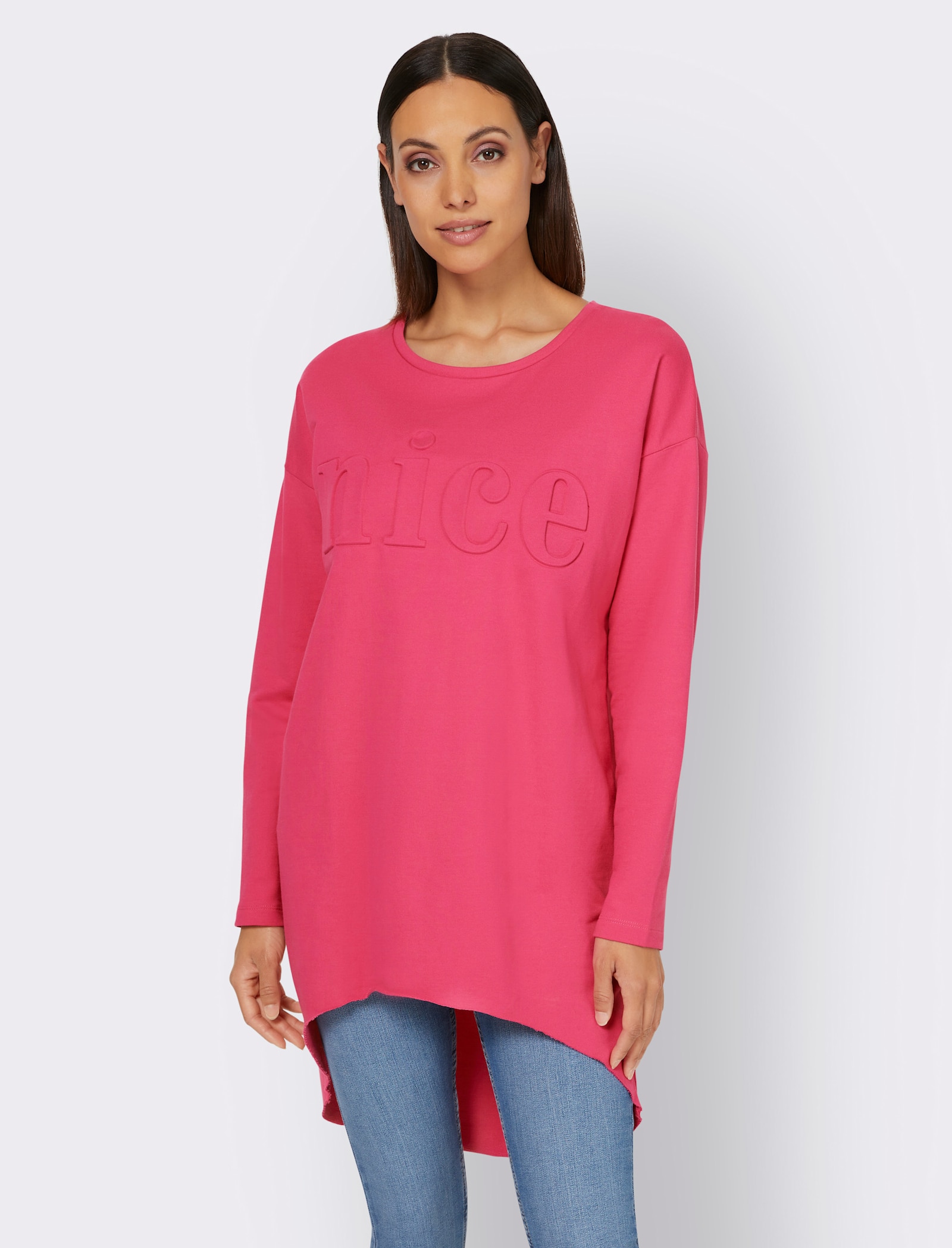 heine Longshirt mit Prägung - fuchsia