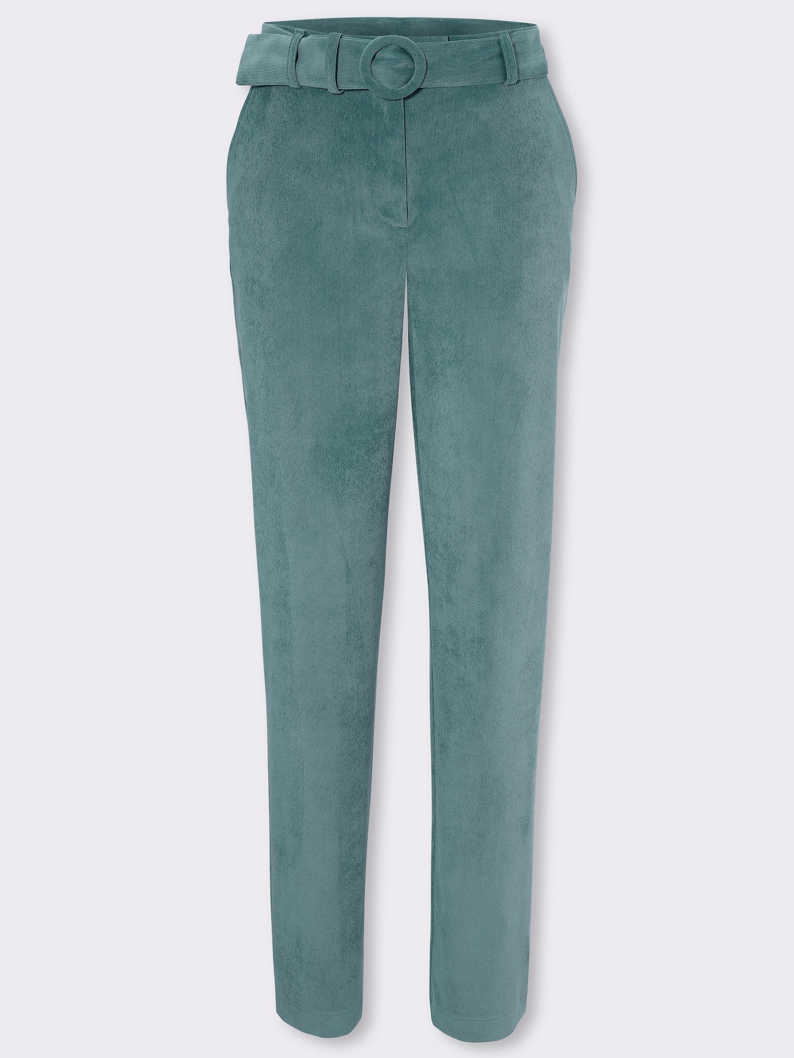 Cordhose mit Gürtel, 2 Taschen - jade