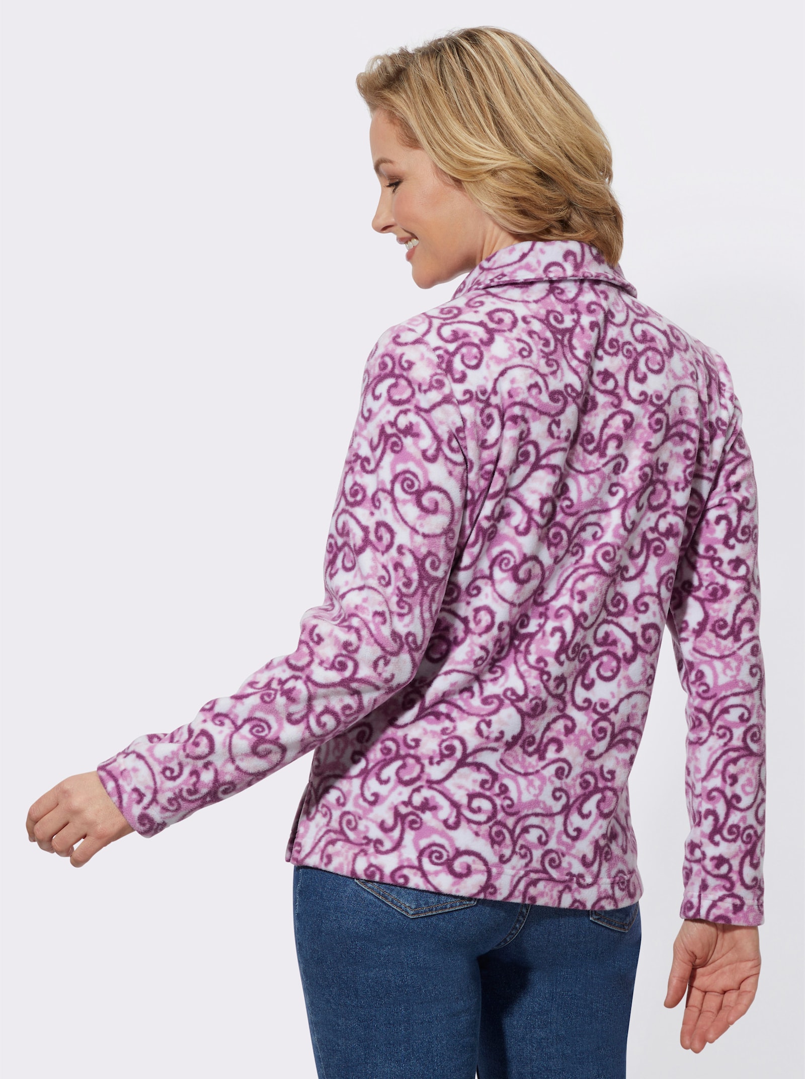 Fleeceshirt mit Umlegekragen - orchidee-violett-bedruckt