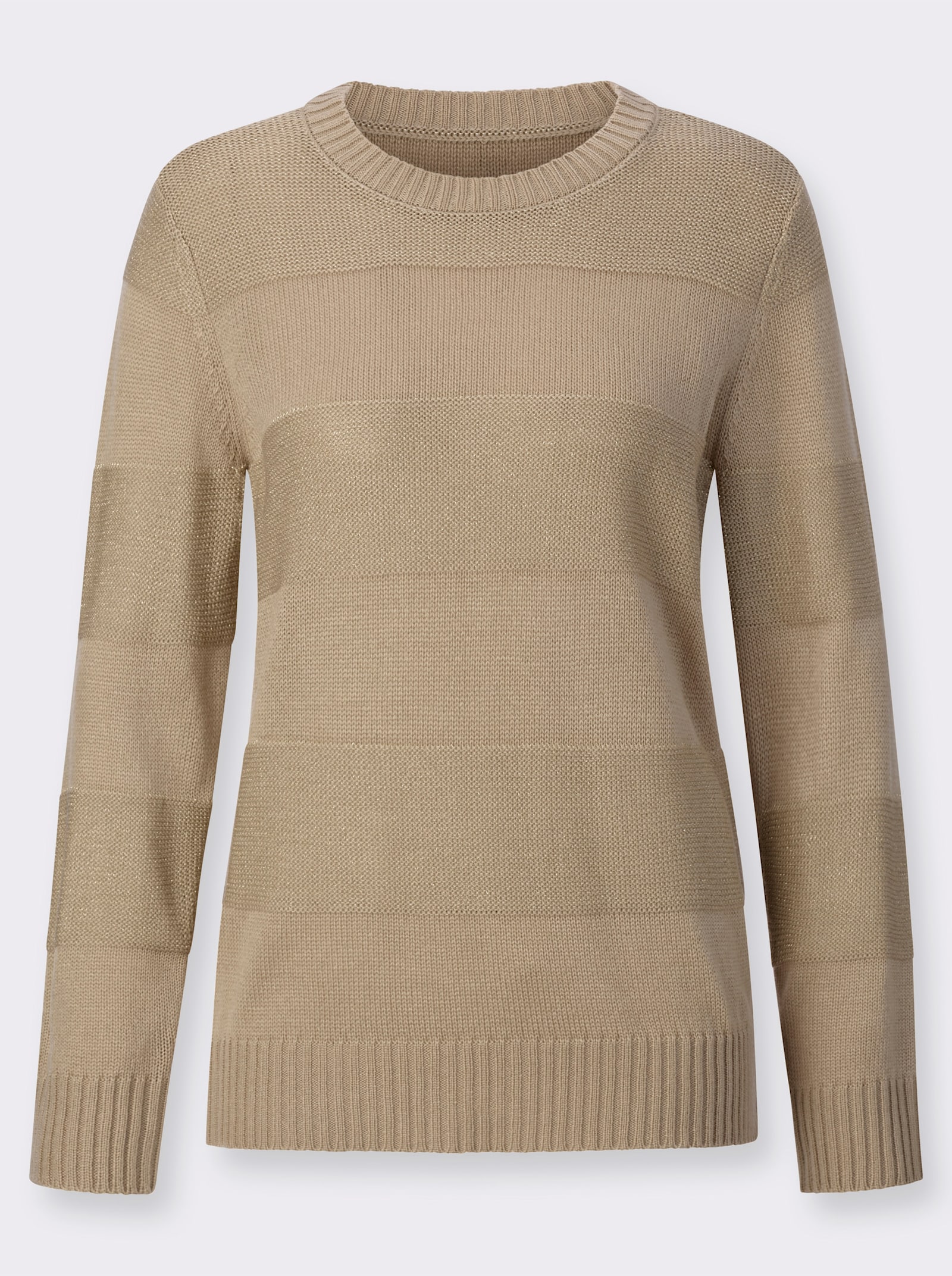 Langarm-Pullover mit Glitzergarn - beige