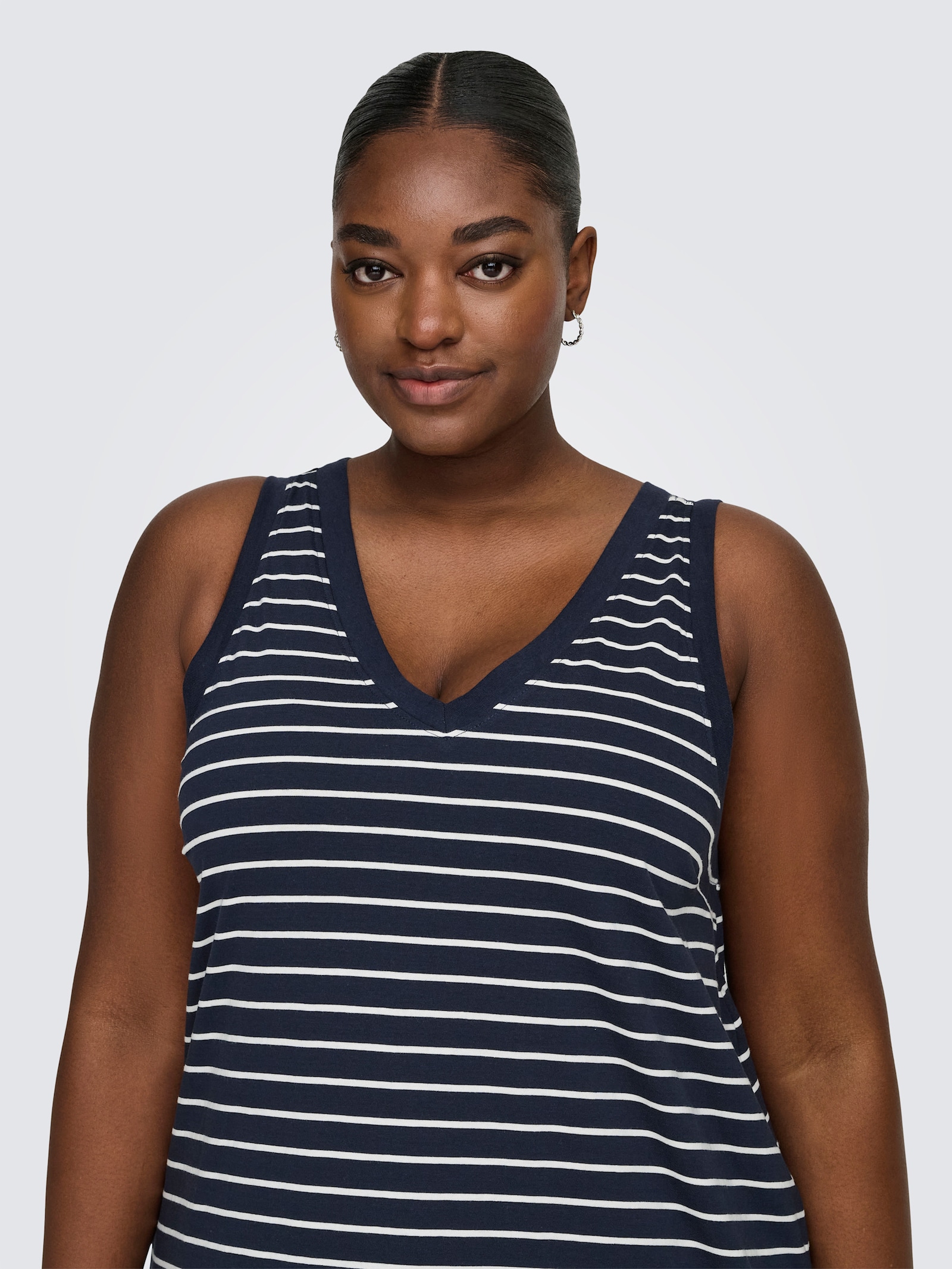 ONLY CARMAKOMA Shirtkleid - night sky stripes:(dina) cloud dancer