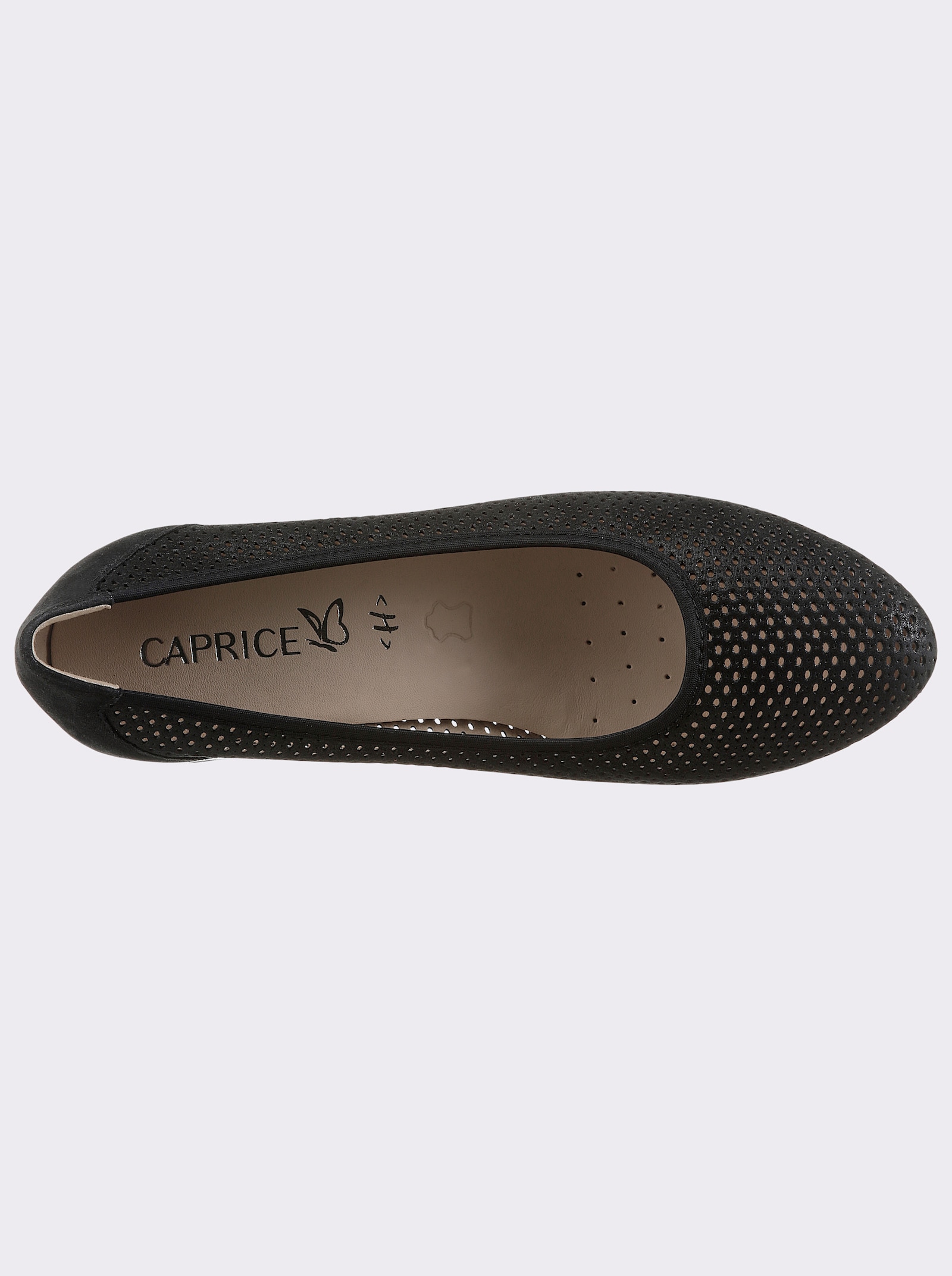 Caprice Pumps mit Lochmuster, aus Leder - schwarz