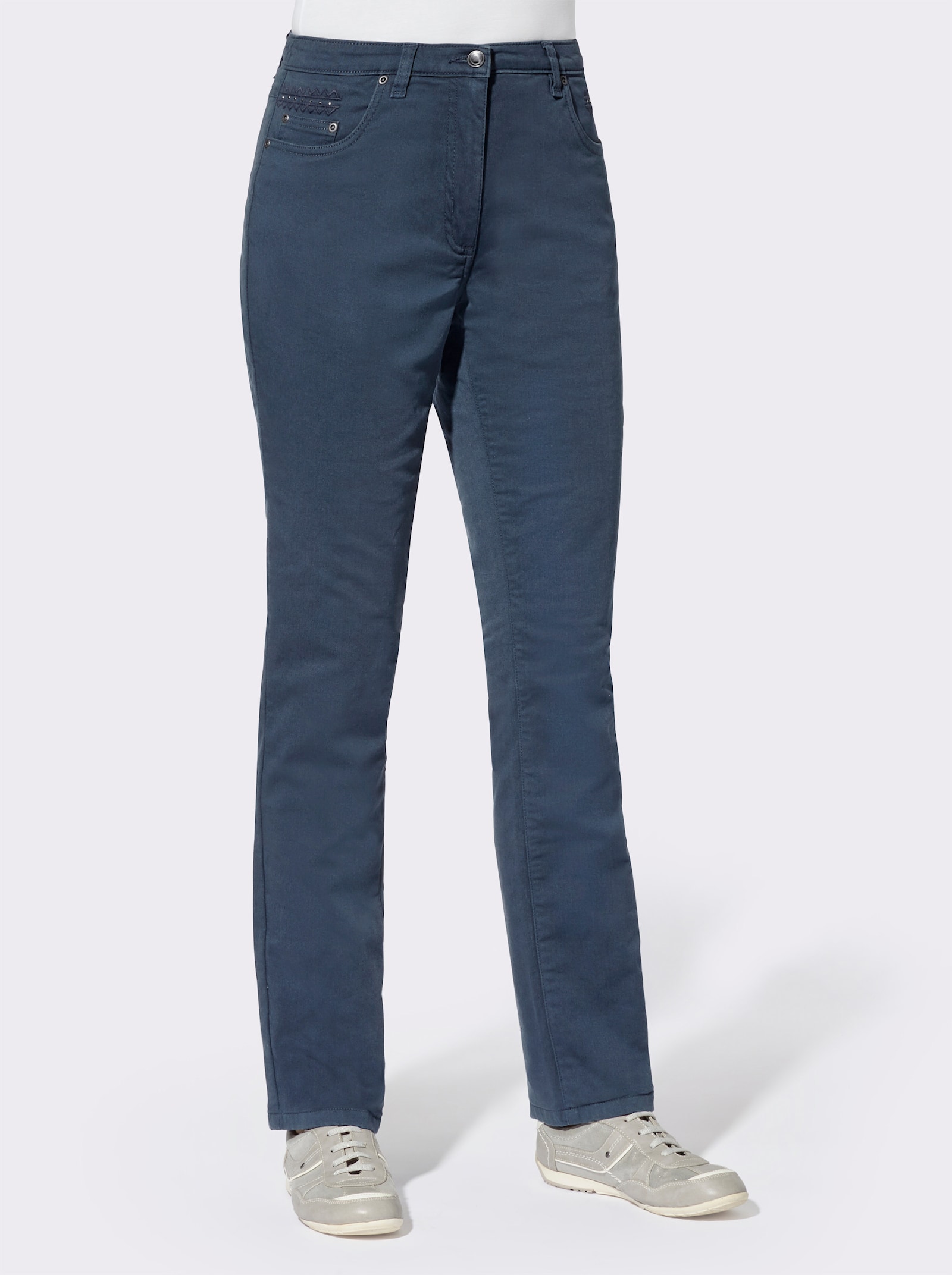 Jeans met versiering van pailletten - donkerblauw