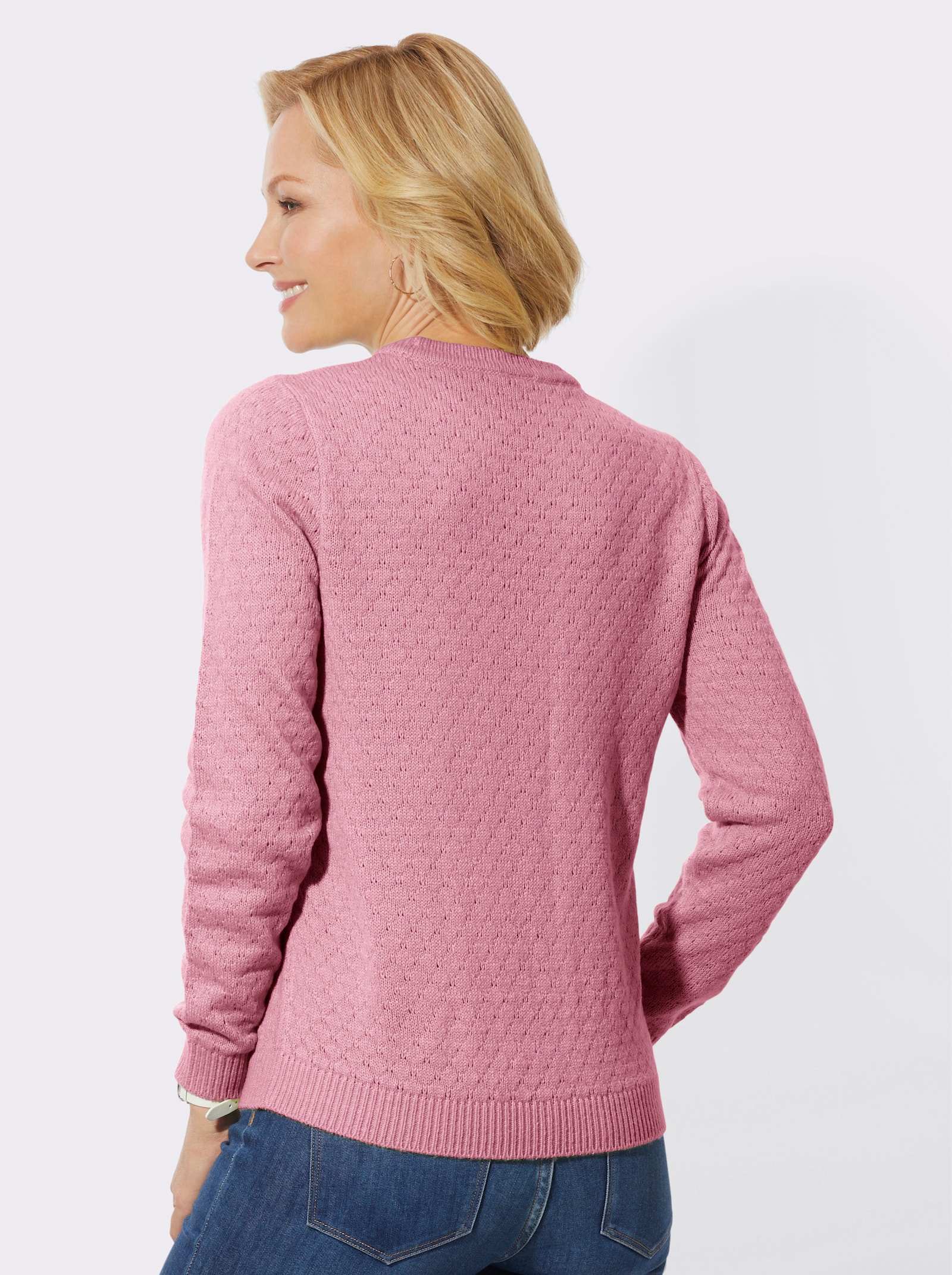 Strickpullover mit Zierknöpfen - altrosa