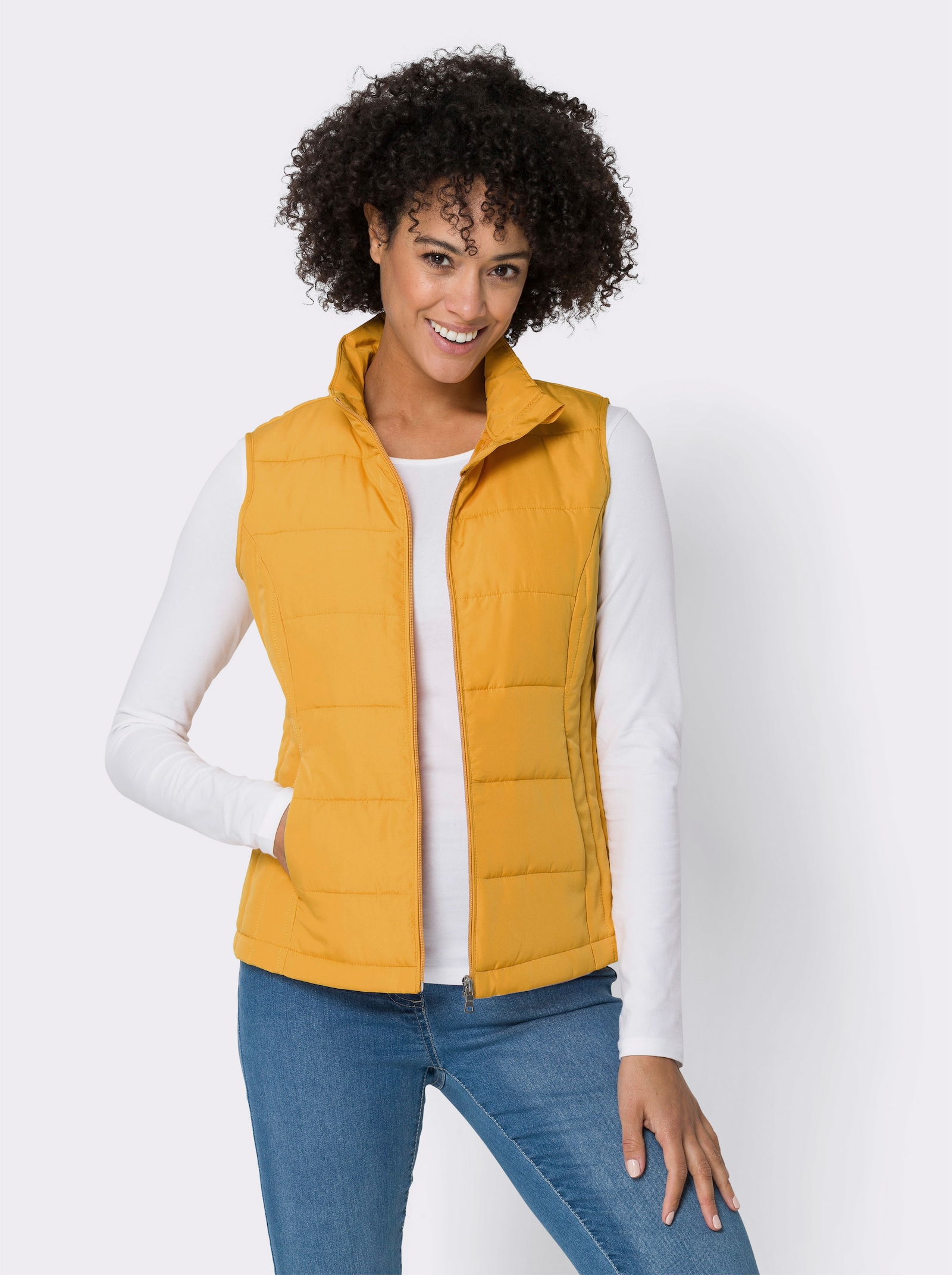 Steppweste mit Nahttaschen - ocker