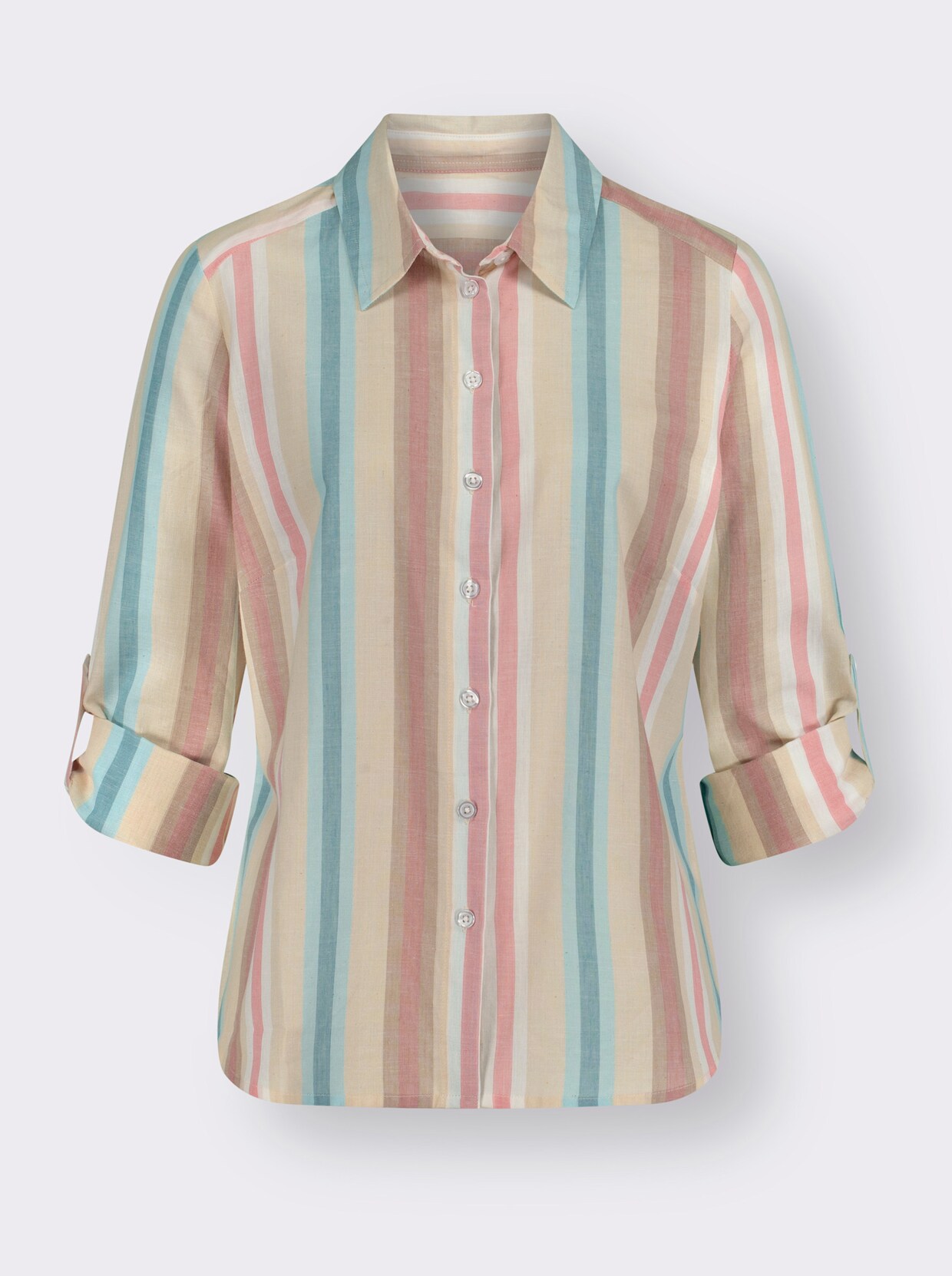 Blouse met lange mouwen - ecru/zand gestreept