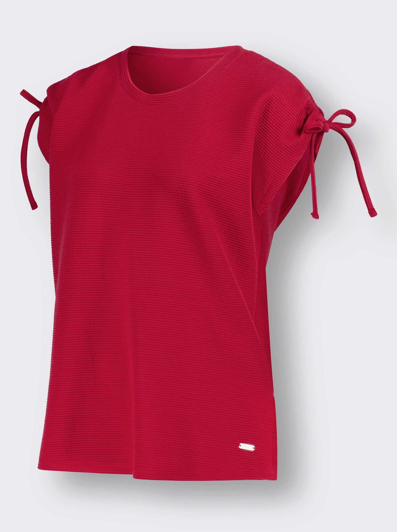 Shirt met ronde hals en rimpelbare schouders - rood