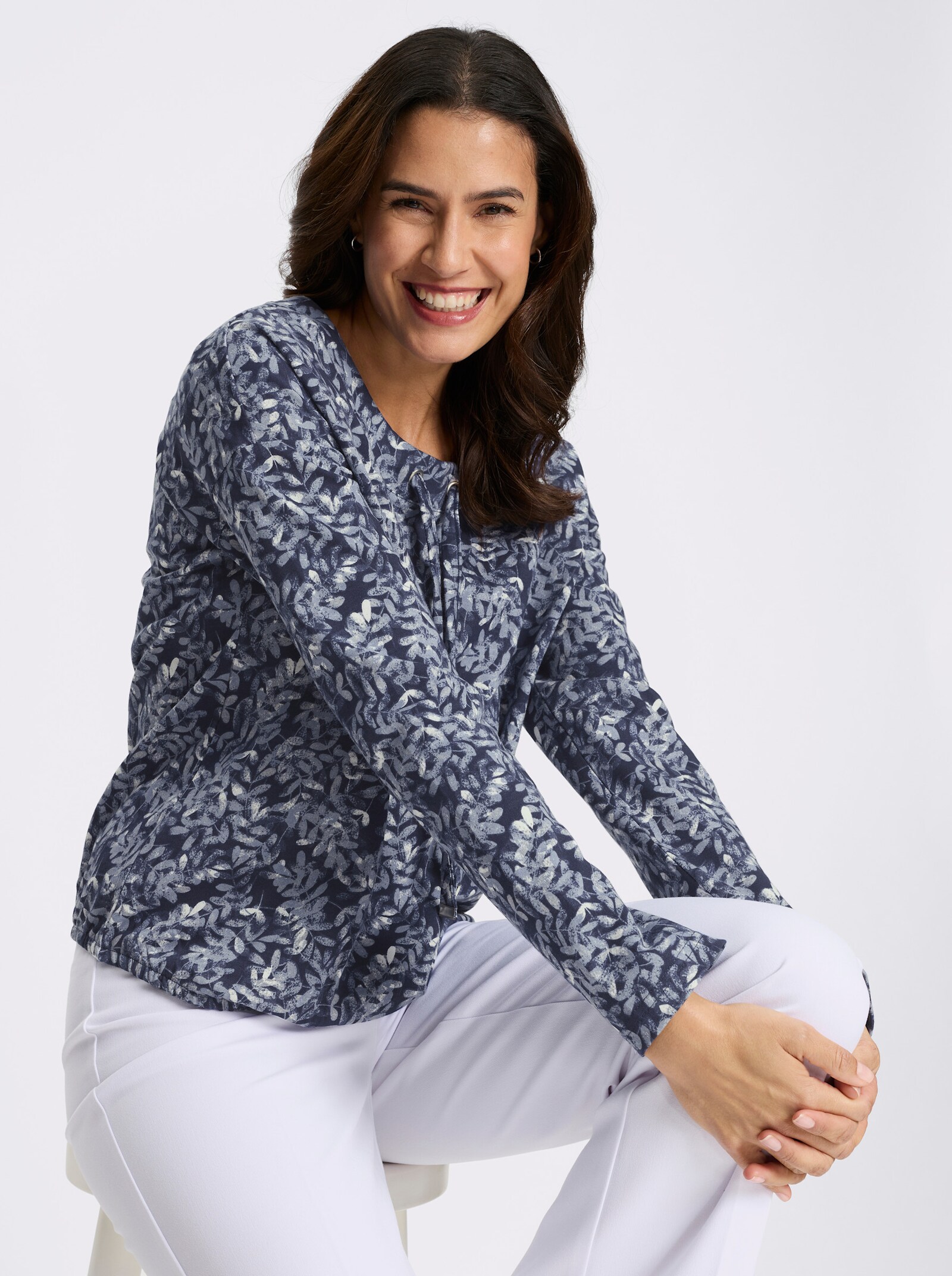 Print-Shirt - marine-grau-bedruckt