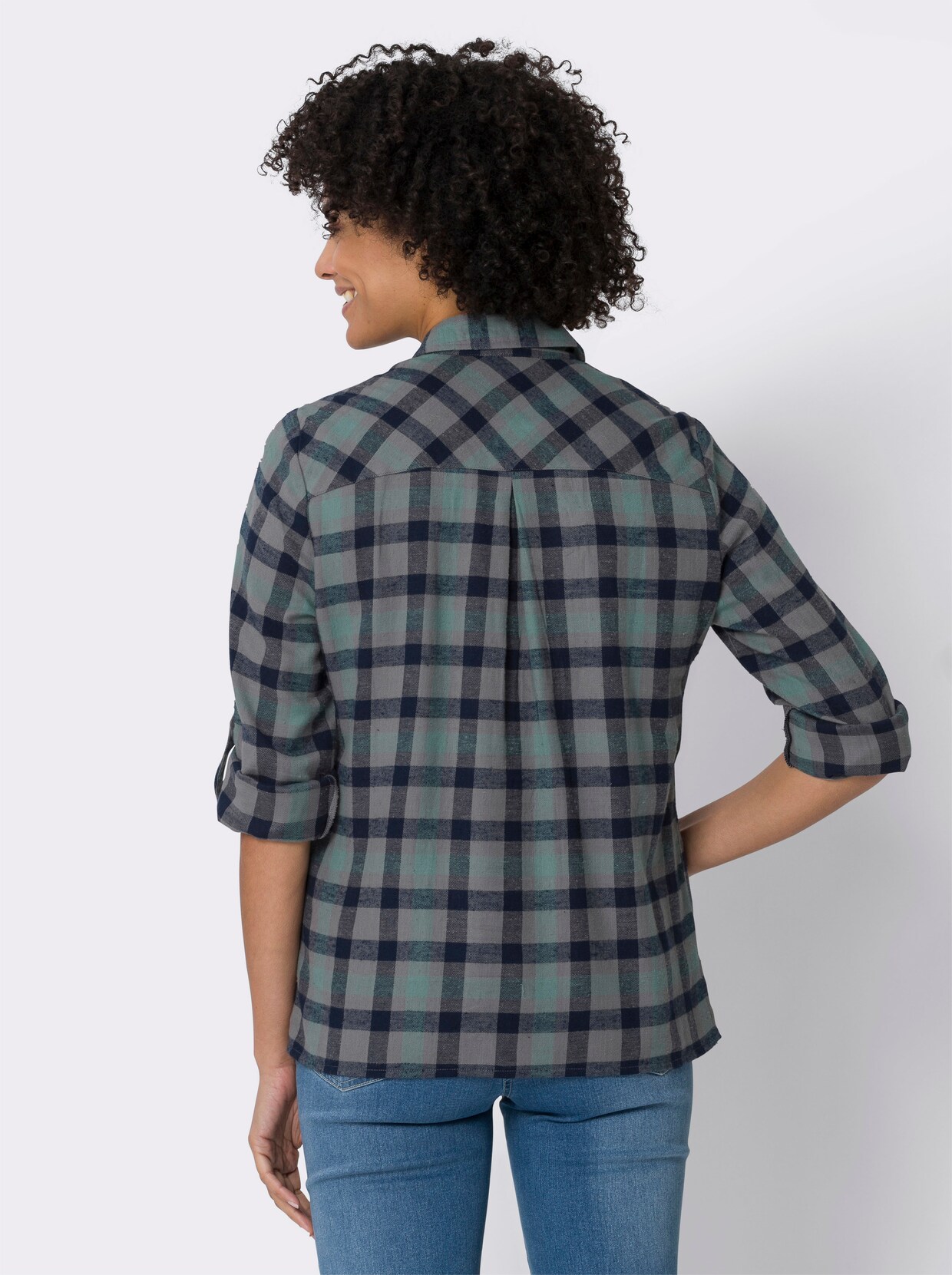Geruite blouse - jade geruit
