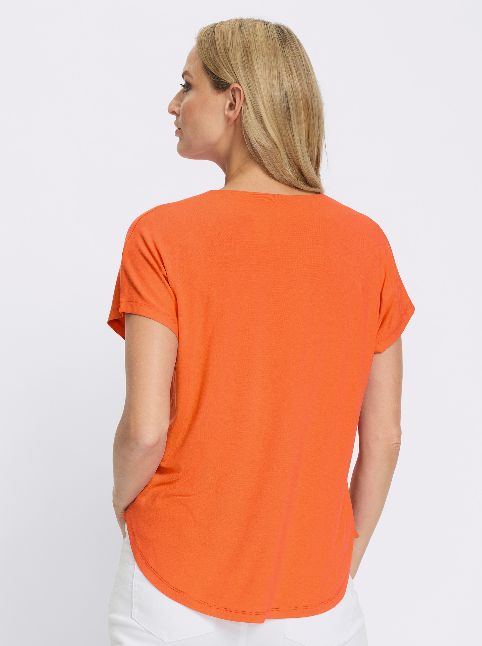 heine Kurzarmshirt mit V-Ausschnitt - orange